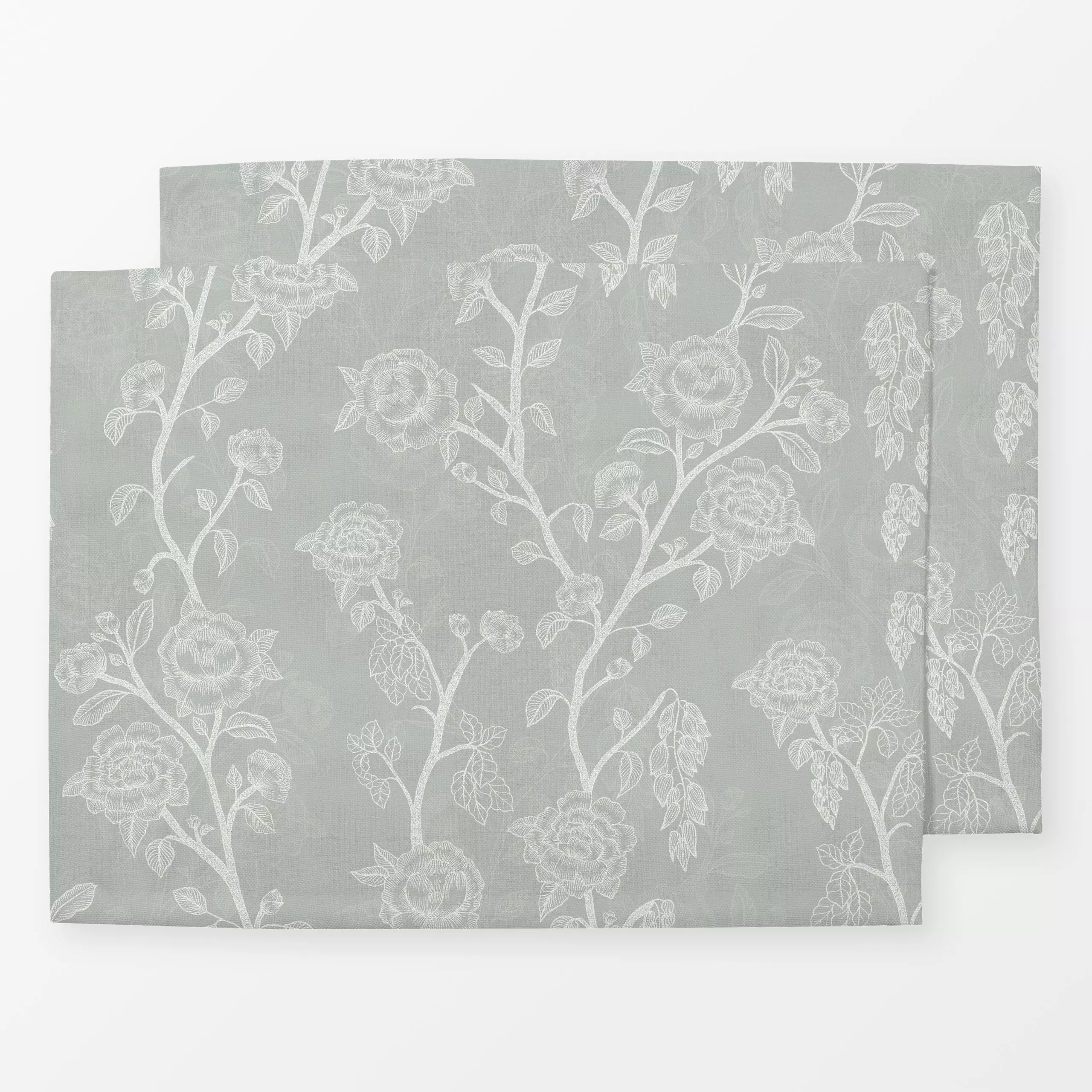 Tischset Cottage Rose Grey Blue - Blumen & Florales, Symbole & Muster, Pflanzen & Botanik - von „Bloomery Decor"; Blumen, Ro...