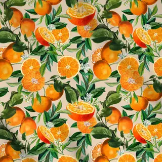 Meterware Orangen Sommer beige