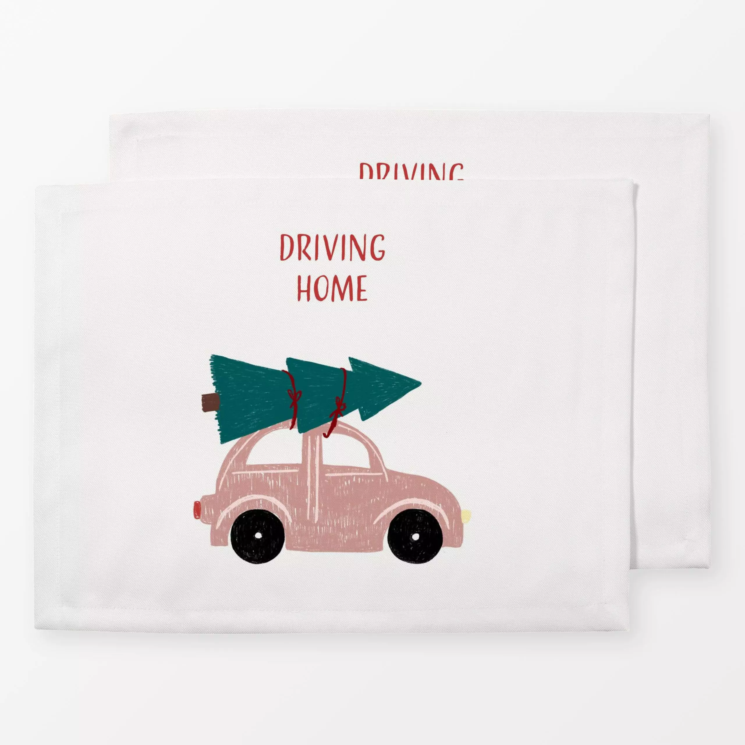 Tischset Driving Home - Sprüche & Schriftzüge, Weihnachten, Winter - von „Studio ROSAGRAU"; Weihnachtsbaum, Weihnachten, Win...