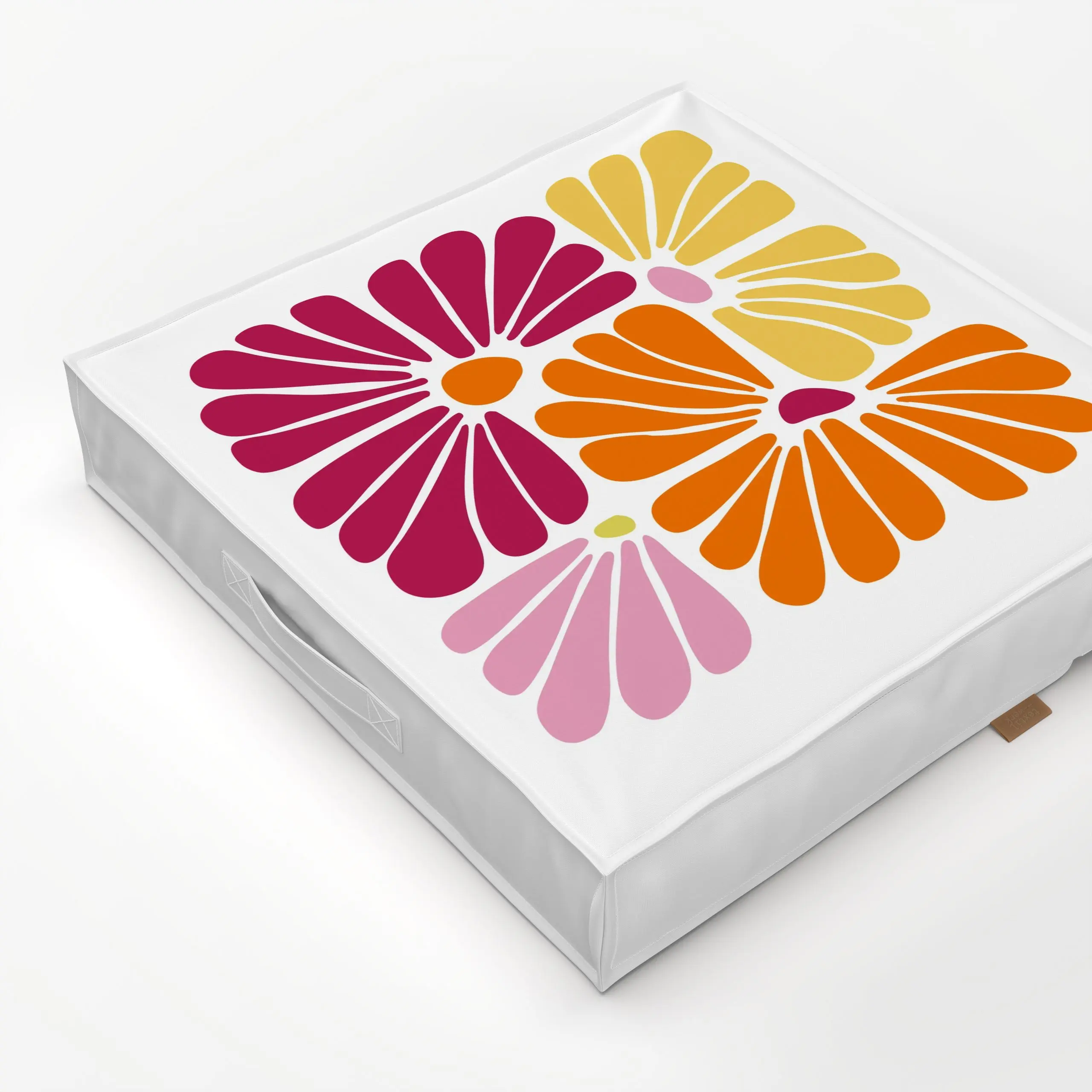 Bodenkissen Matisse Inspired Flowers - Blumen & Florales, Sommer - von „Andrea Haase"; abstrakt, Retro, Orange, pink, gelb, ...