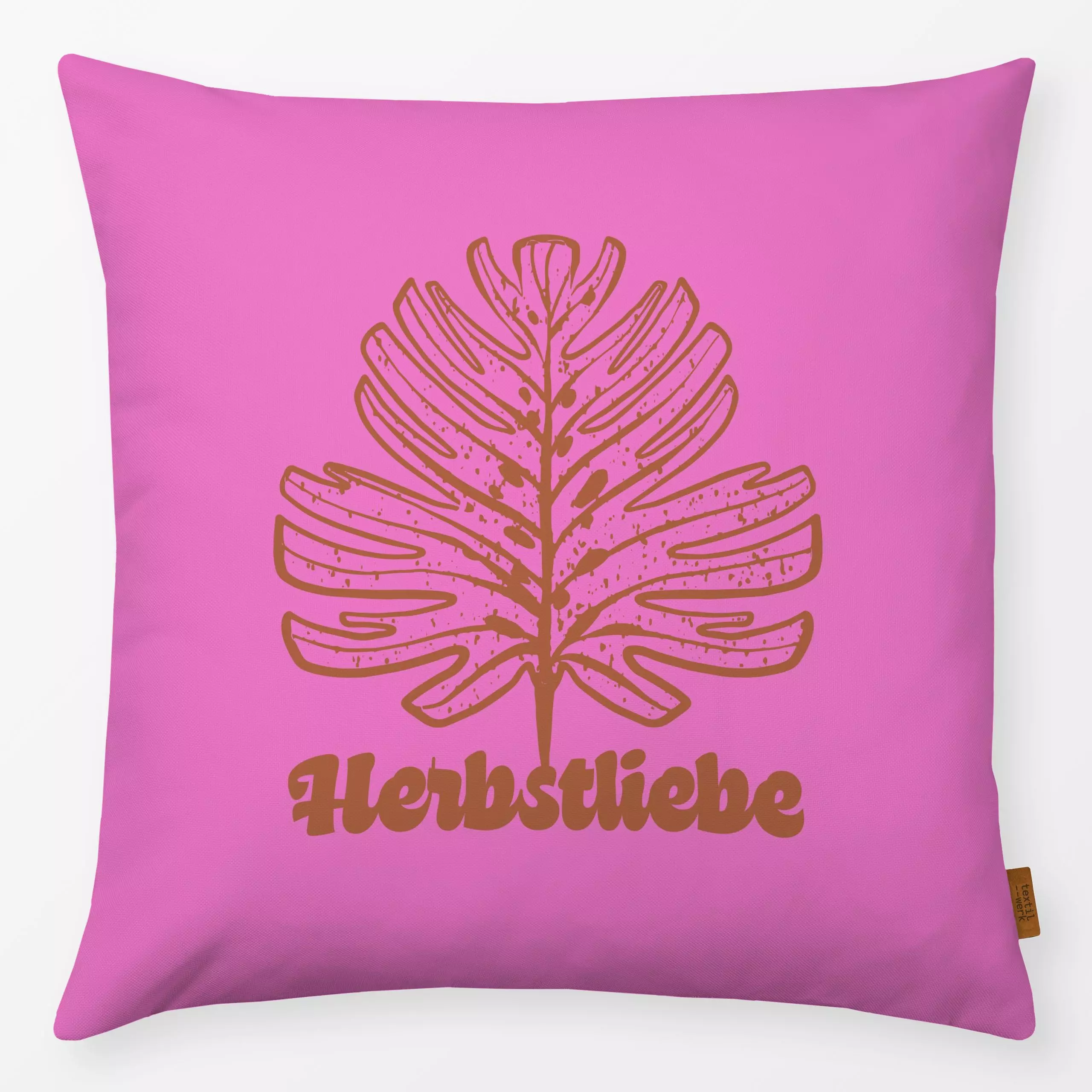 Kissen Herbstliebe Pink - Herbst, Sprüche & Schriftzüge, Pflanzen & Botanik - von „Patries Elisabeth"; Natur, Blatt, Monster...