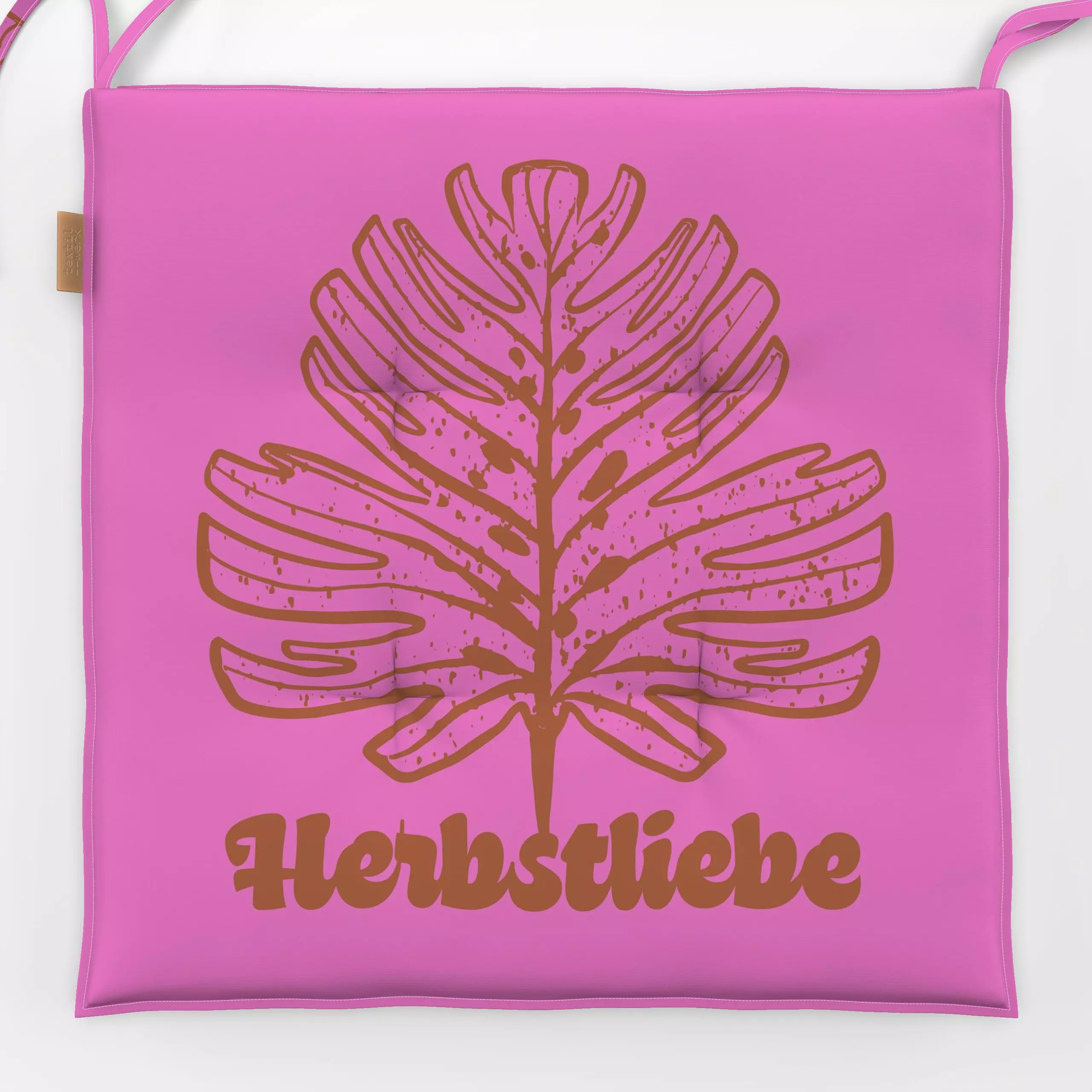 Sitzkissen Herbstliebe Pink - Herbst, Sprüche & Schriftzüge, Pflanzen & Botanik - von „Patries Elisabeth"; Natur, Blatt, Mon...