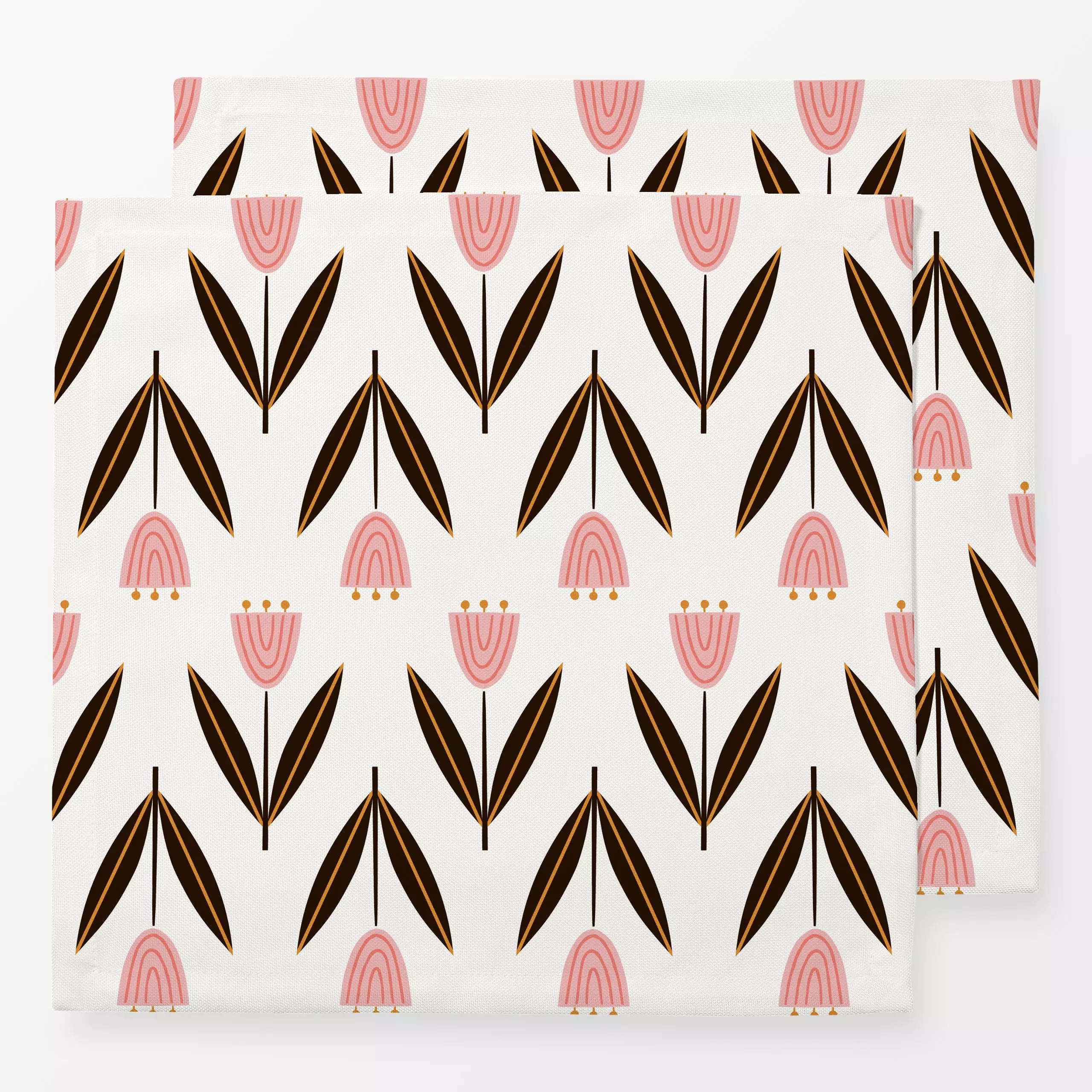 Servietten Tulip rosa dunkelbraun - Blumen & Florales, Symbole & Muster - von „Kathrin Woo"; abstrakt, rosa, Tulpen, beige, ...
