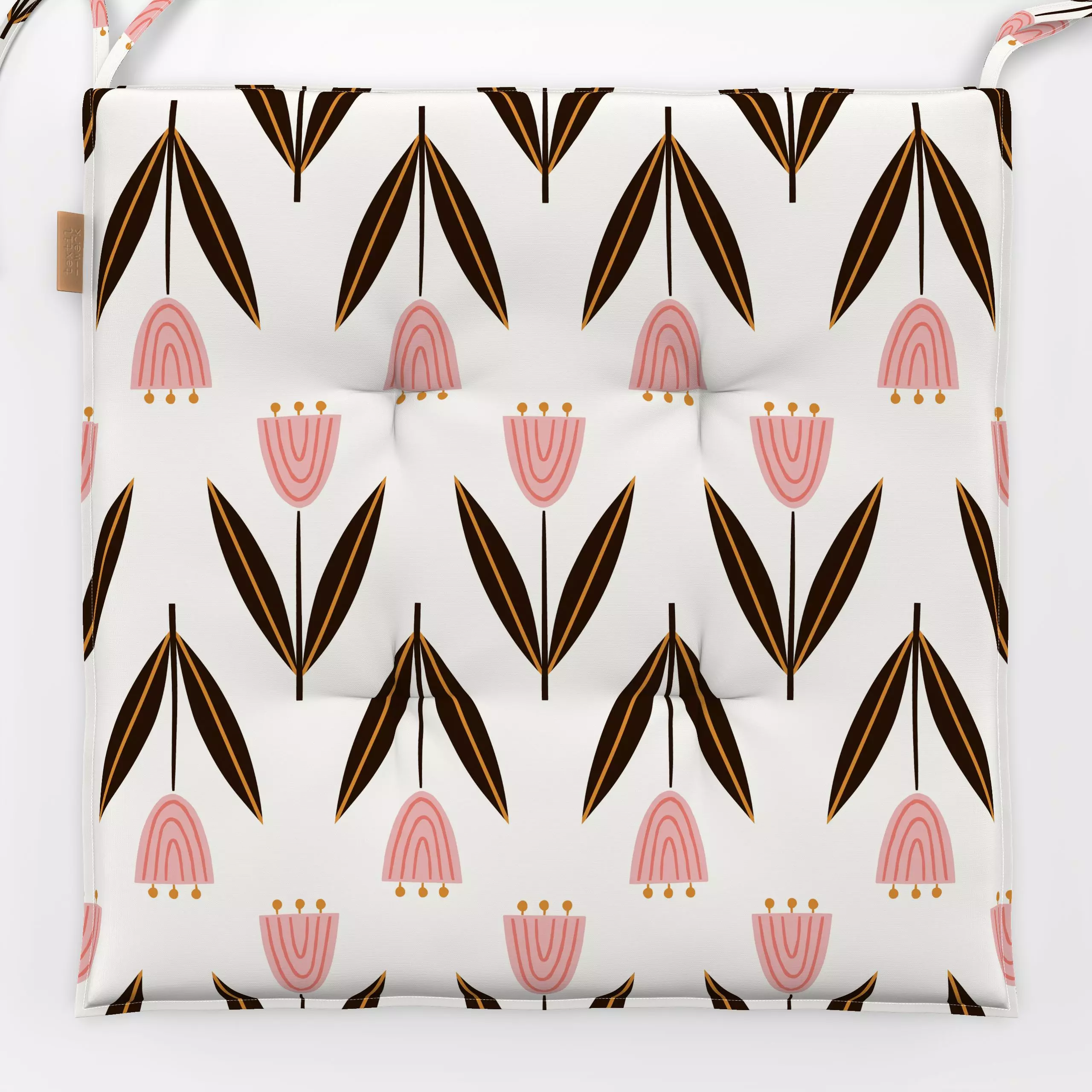 Sitzkissen Tulip rosa dunkelbraun - Blumen & Florales, Symbole & Muster - von „Kathrin Woo"; abstrakt, rosa, Tulpen, beige, ...