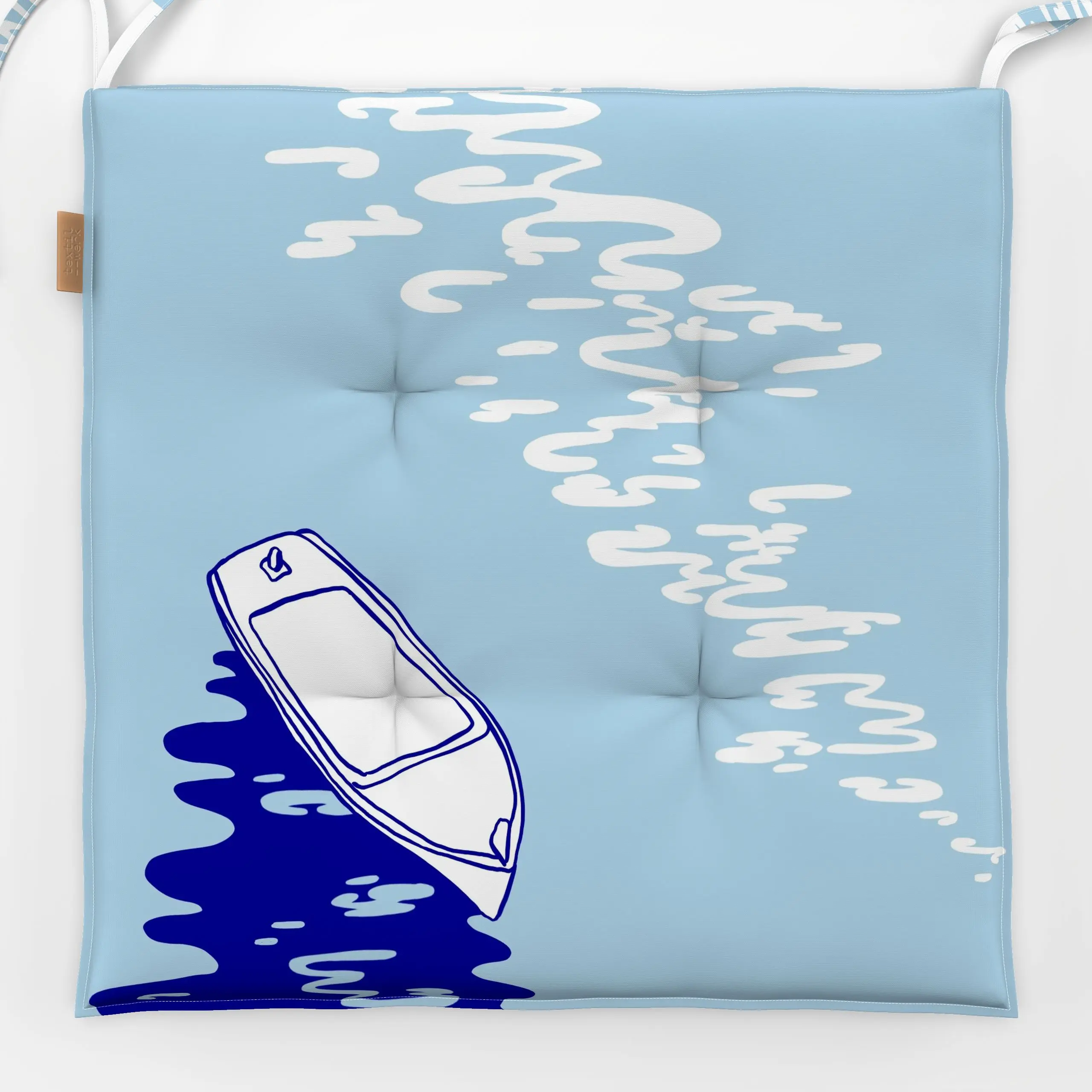Sitzkissen Boat On Glimmering Sea - Natur & Landschaft, Sommer, Sport - von „By Anna Sienna"; Wasser, Meer, See, blau, Boot,...