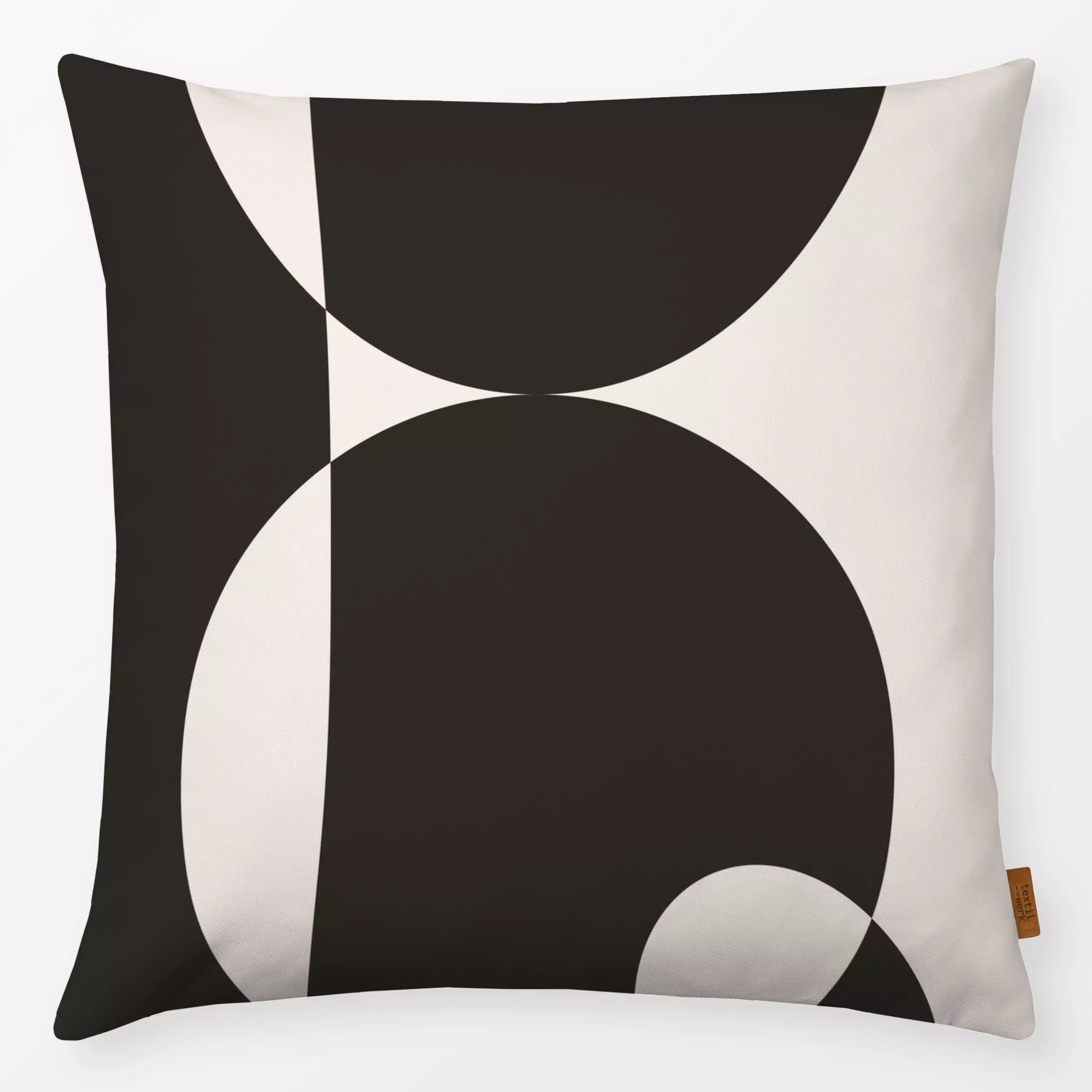 Kissen Geomeform 07 Black&White - Symbole & Muster - von „BOUDOIR BOBO“; abstrakt, Kissen, Geometrisch, beige, abstract, bla...