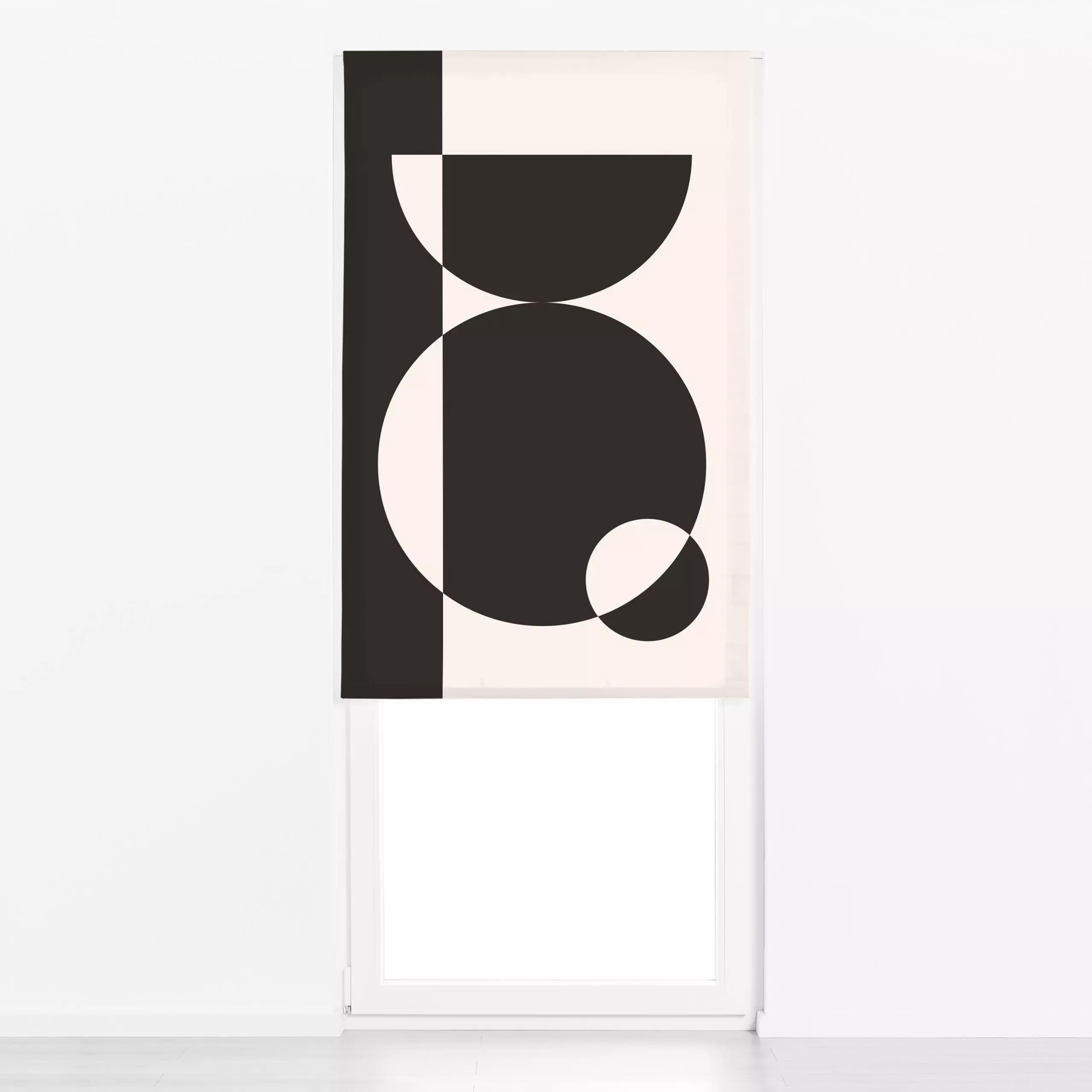 Raffrollo Geomeform 07 Black&White - Symbole & Muster - von „BOUDOIR BOBO“; abstrakt, Kissen, Geometrisch, beige, abstract, ...