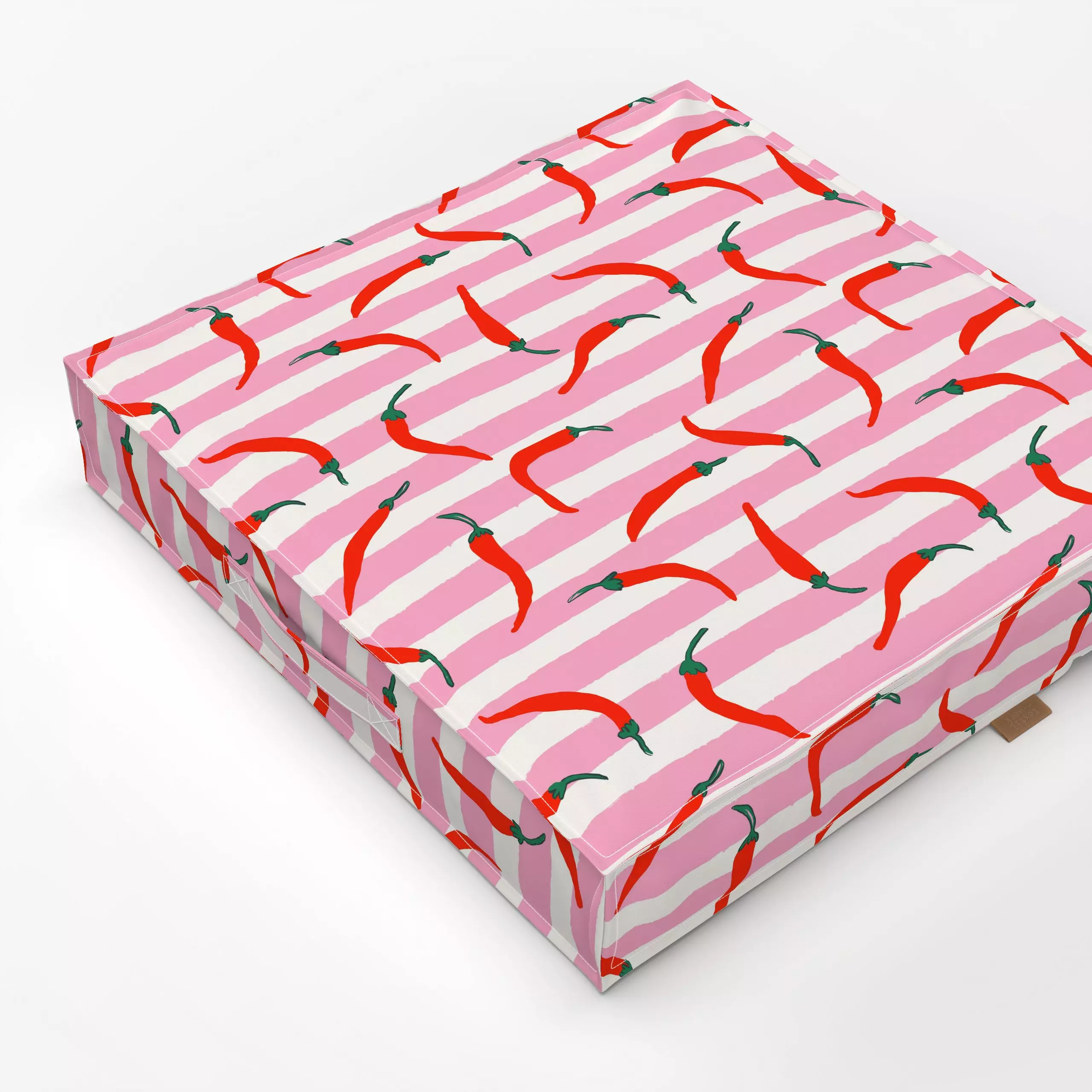 Bodenkissen Chili Stripes - Sommer, Symbole & Muster, Gemüse - von „Janna Schipper"; rosa, Retro, summer, rot, Chili, cute, ...