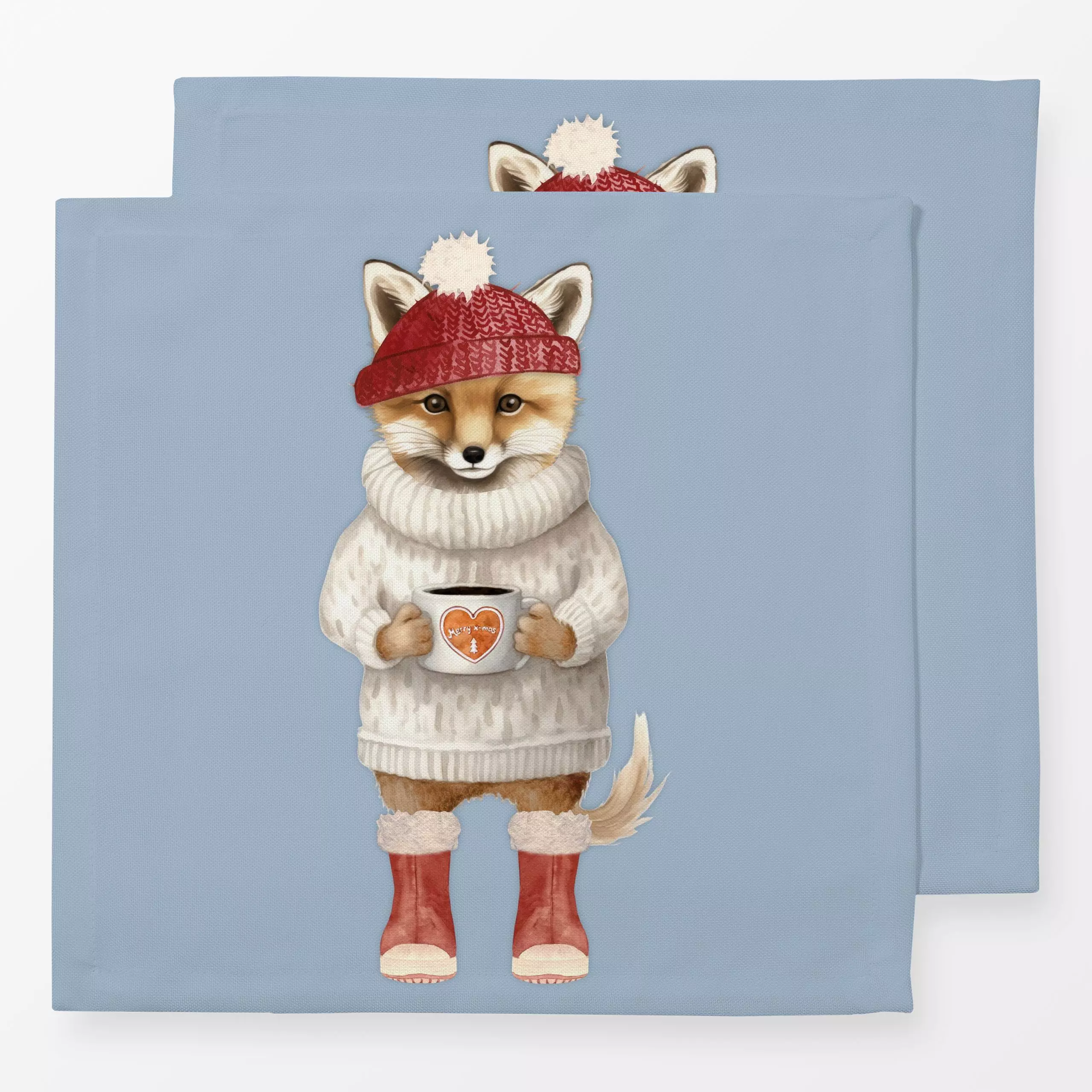 Servietten Winter Party - Fashion Fuchs - Tiere, Weihnachten - von „Monika Strigel"; Fuchs, Weihnachten, Lustig, Winter, Tas...