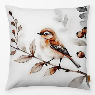 Kissen Spatz mit Beeren