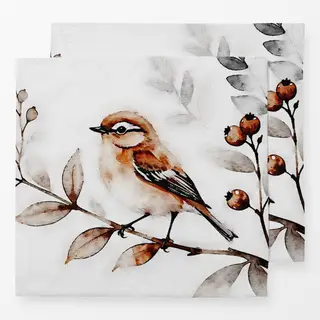 Servietten Spatz mit Beeren