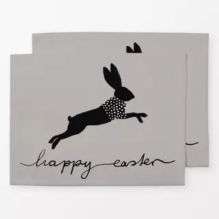 Tischset Osterhase Happy Easter Grau