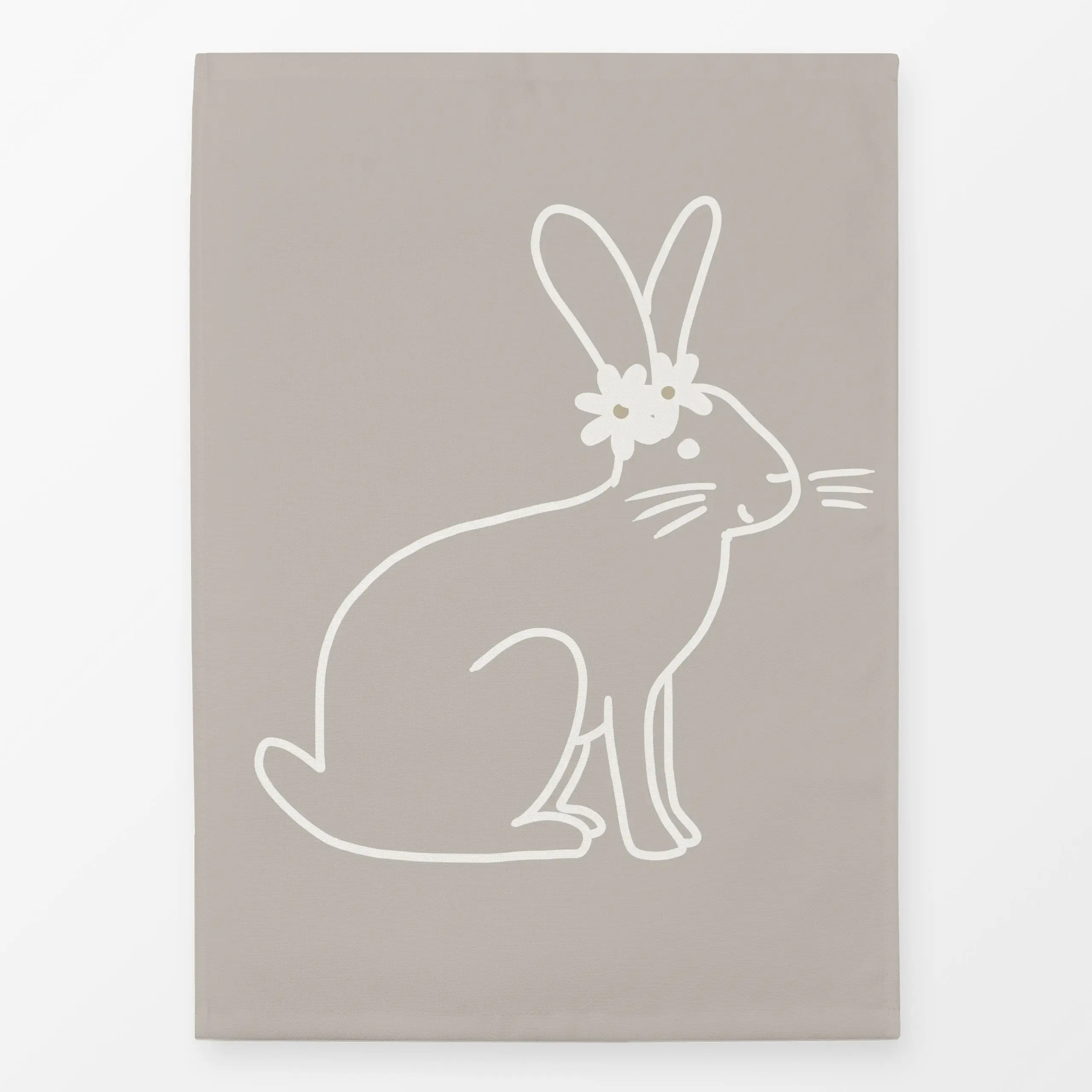 Geschirrtücher Hase Power Flower weiß - Frühling, Tiere, Ostern - von „Julia Reyelt"; boho, Blumen, Hase, beige, Osterhase, ...