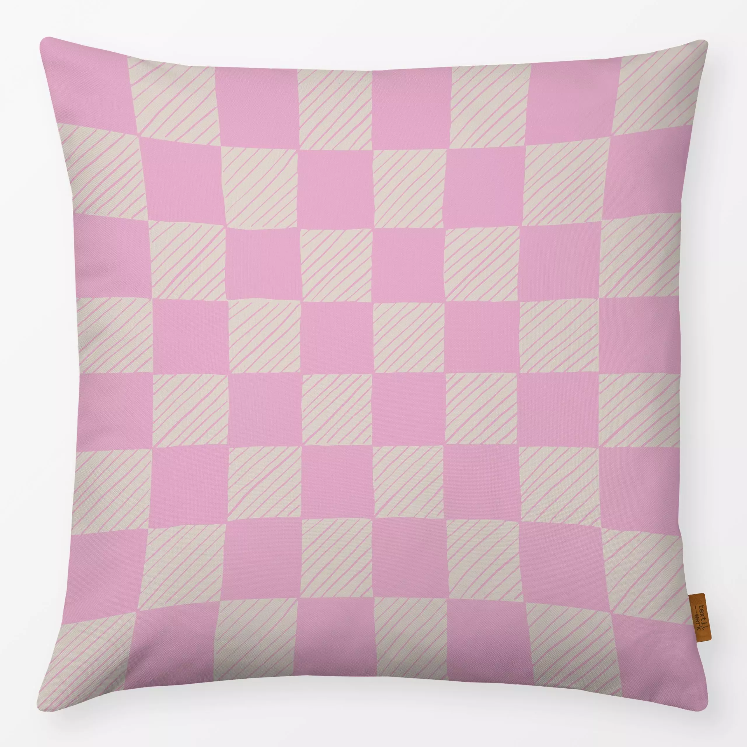 Kissen Karomuster rosa beige - Frühling, Sommer, Symbole & Muster - von „Carolin Vonhoff"; Muster, rosa, beige, Ostern, pink...