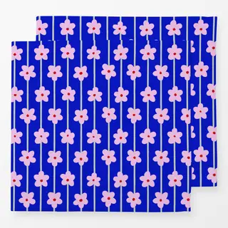 Servietten Blumenmuster Blau