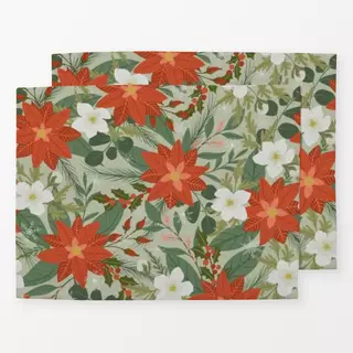 Tischset Weihnachtsblumen Grün