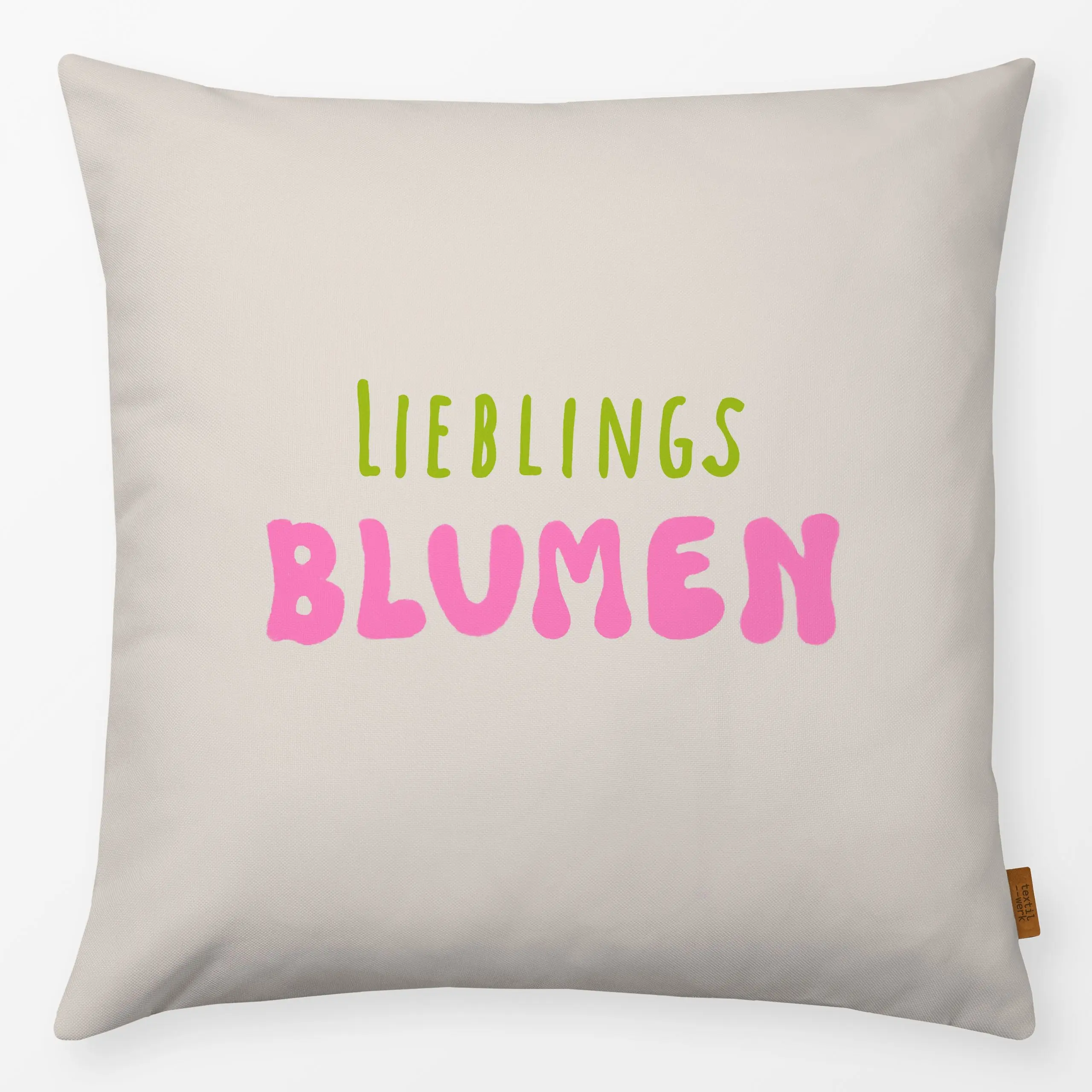 Kissen Lieblings Blumen - Frühling, Sprüche & Schriftzüge, Ostern - von „Alisa Knöß"; Spruchkissen, Handschrift, Gartendeko,...