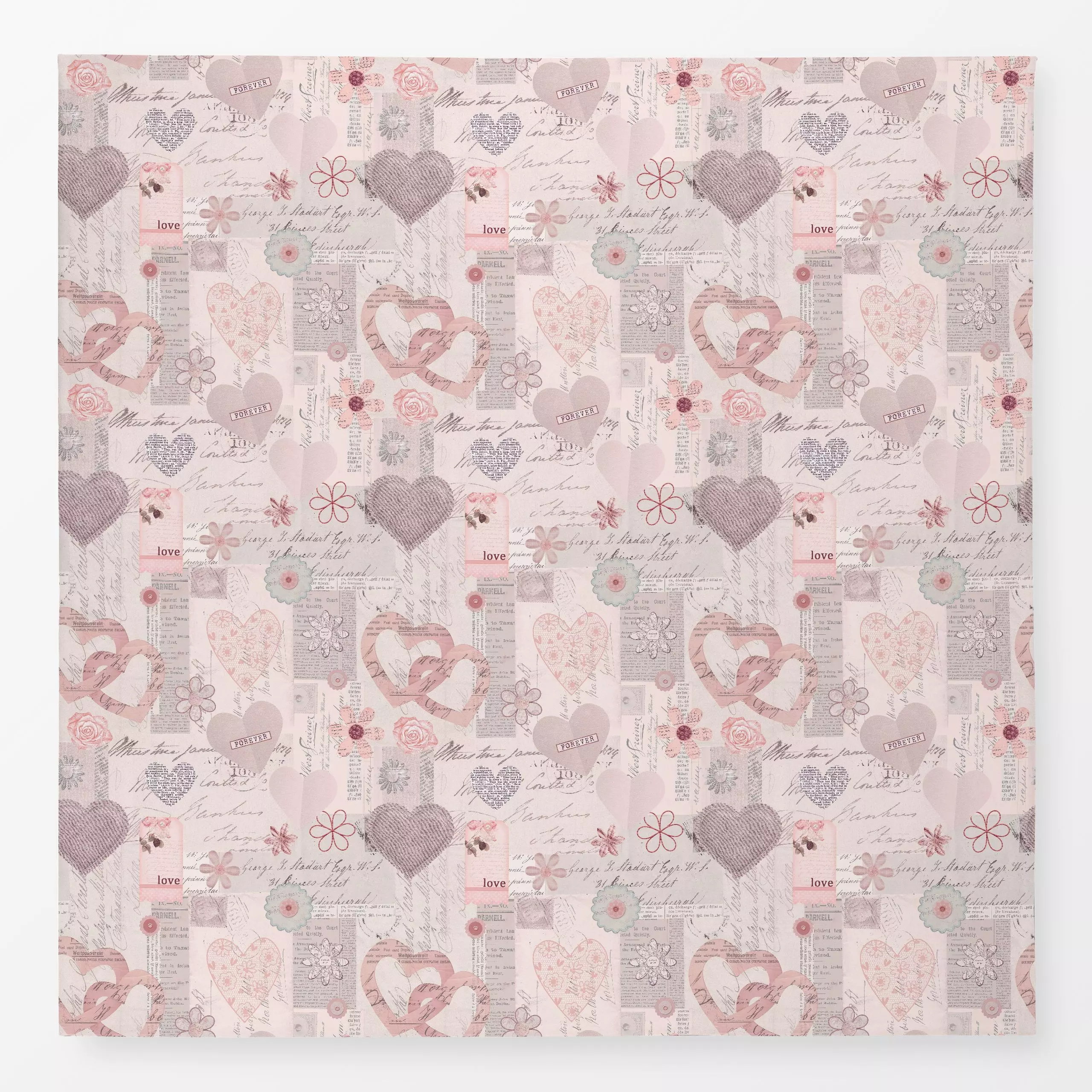 Tischdecke Vintage Romance Pink - Liebe, Romantik & Pride, Retro & Vintage - von „Andrea Haase"; Herzen, Valentinstag, vinta...