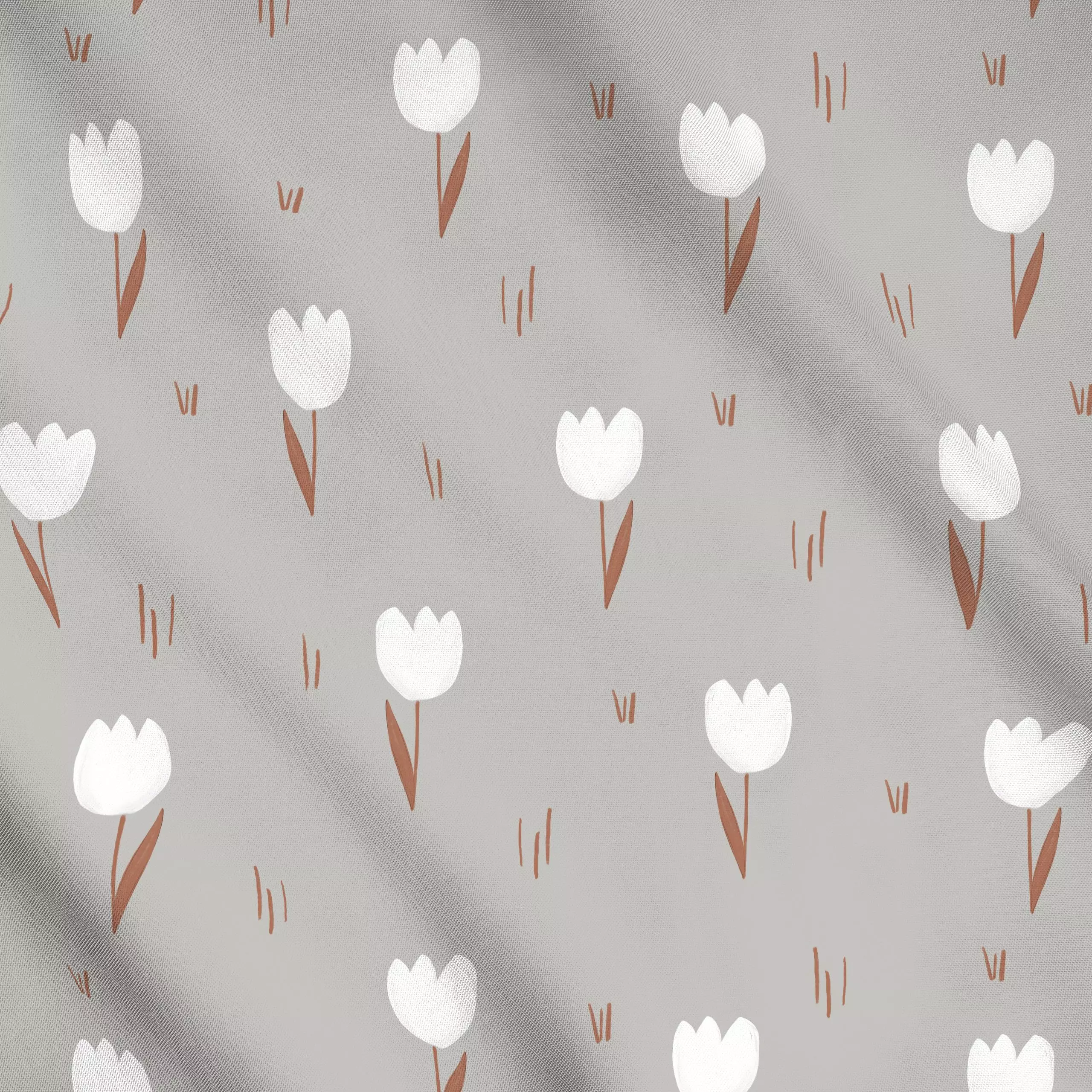 Meterware Weiße Tulpen - Blumen & Florales, Natur & Landschaft - von „Menina Lisboa "; Muster, Natur, grau, skandinavisch, B...