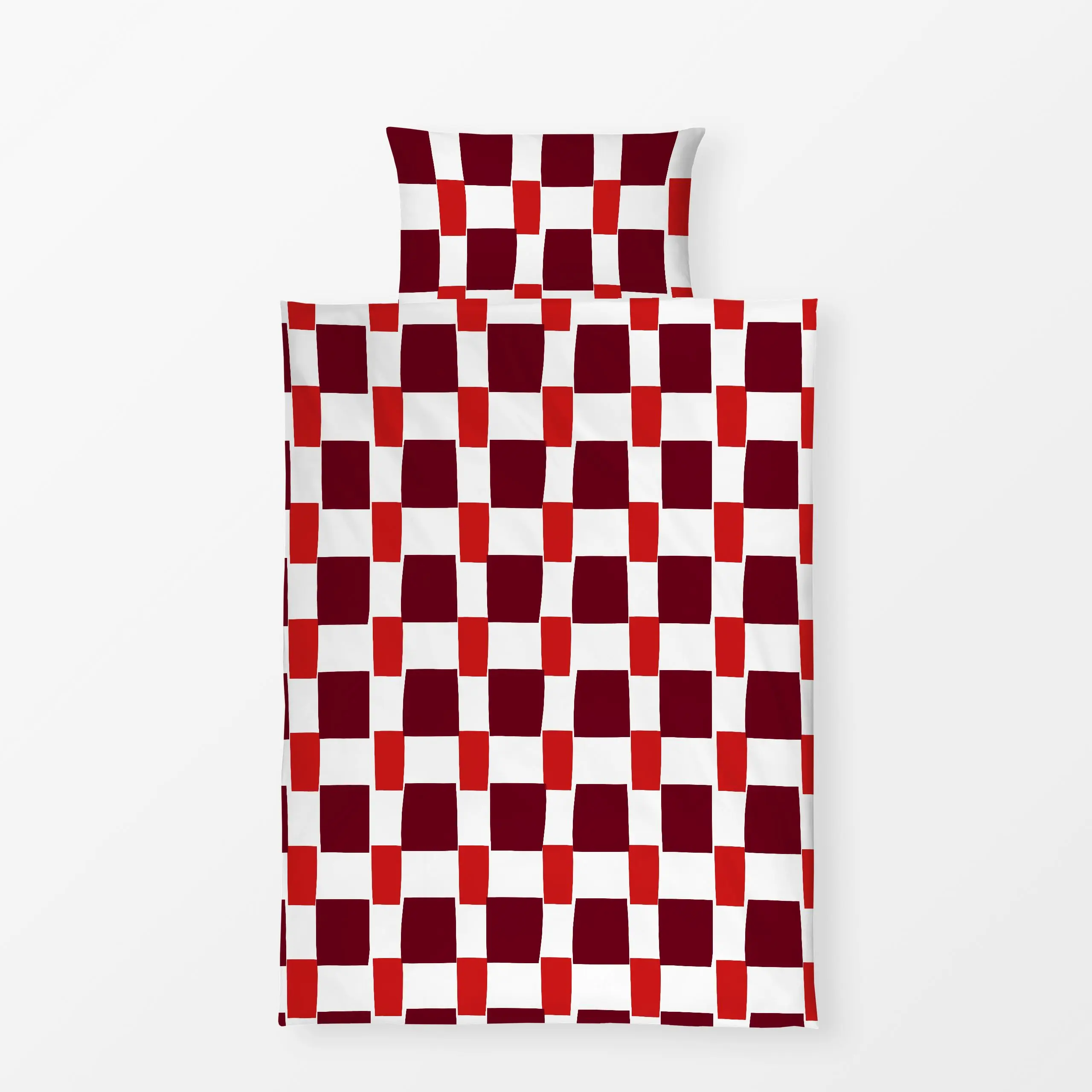 Bettwäsche Karo Kirschrot & Beerenrot - Frühling, Symbole & Muster - von „Lisa Jasmin Bauer"; grid, Karo, minimalistisch, ka...