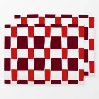 Tischset Karo Kirschrot & Beerenrot