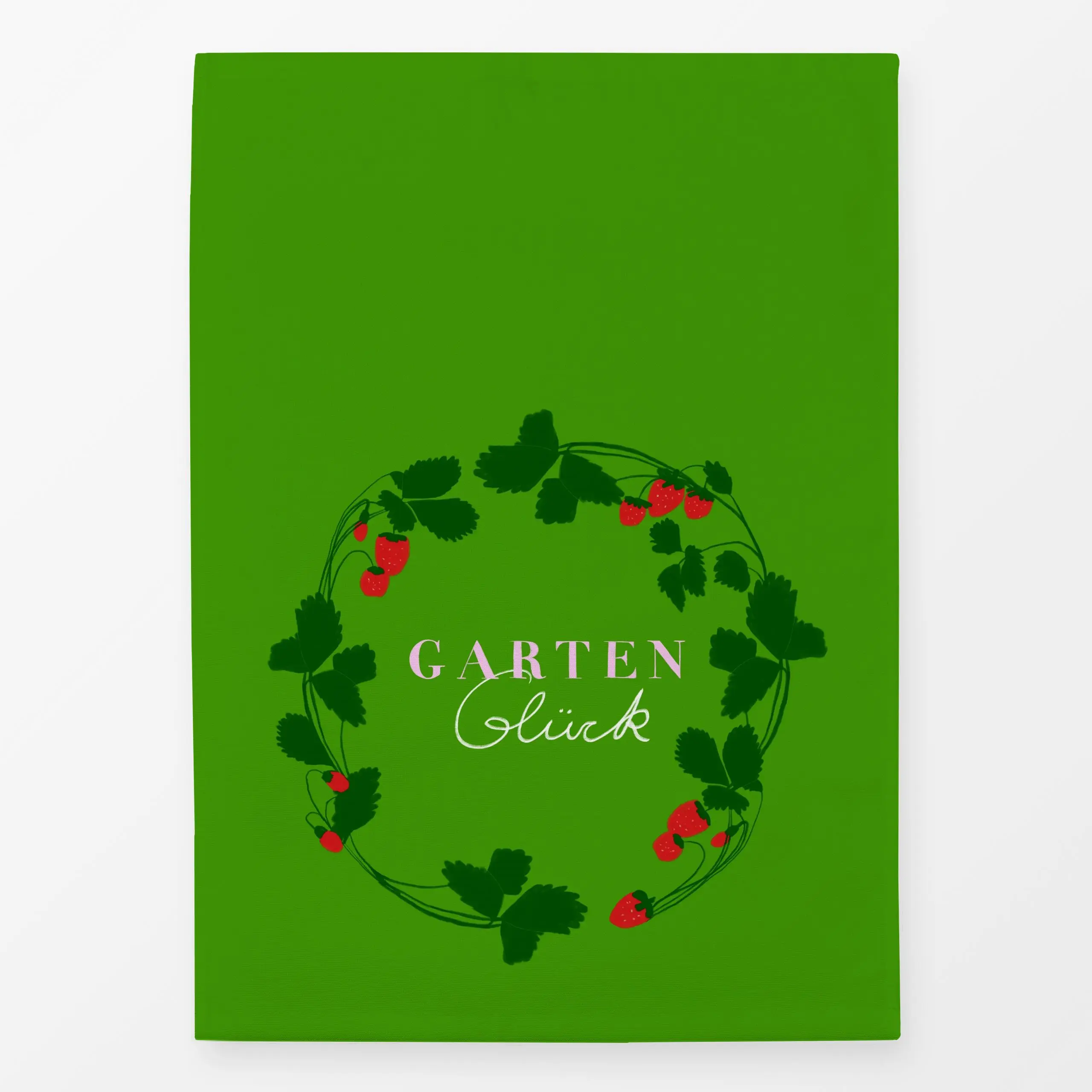 Geschirrtücher Erdbeerkranz Gartenglück Grün - Frühling, Sprüche & Schriftzüge, Pflanzen & Botanik - von „Sophie Augustin Il...