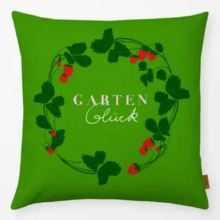 Kissen Erdbeerkranz Gartenglück Grün
