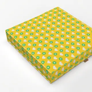 Bodenkissen Muster Herzen Blüten gelb-grün