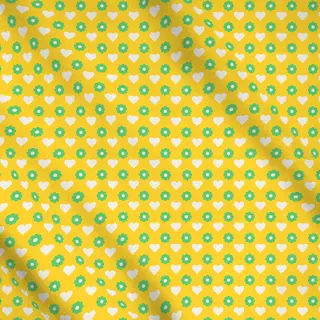 Meterware Muster Herzen Blüten gelb-grün