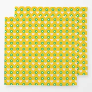 Servietten Muster Herzen Blüten gelb-grün