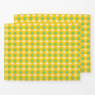 Tischset Muster Herzen Blüten gelb-grün