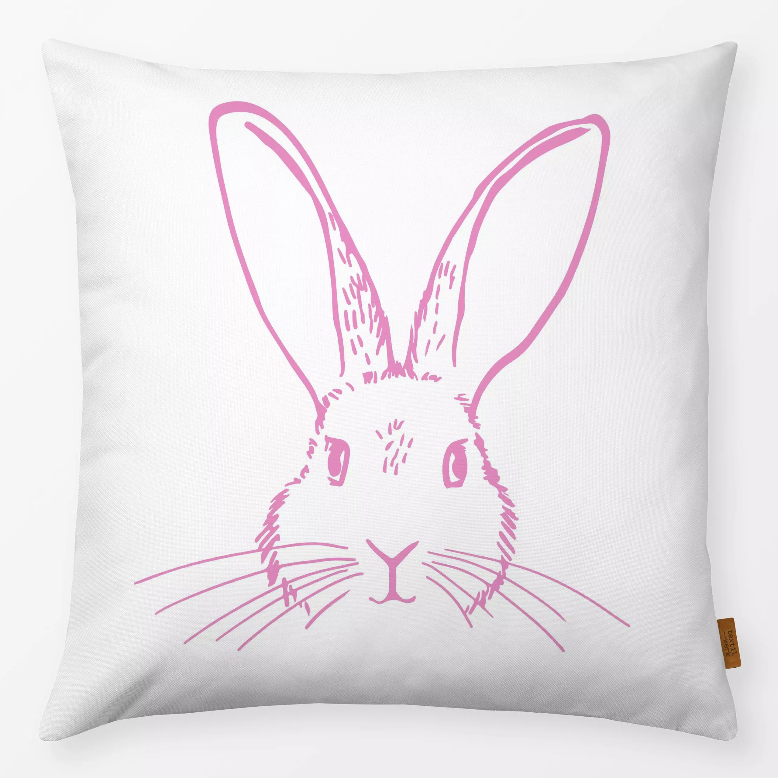 Kissen Bunny Sketch White - Frühling, Tiere - von „Andrea Haase"; Hase, niedlich, Osterhase, minimalistisch, Fruehling, bunn...