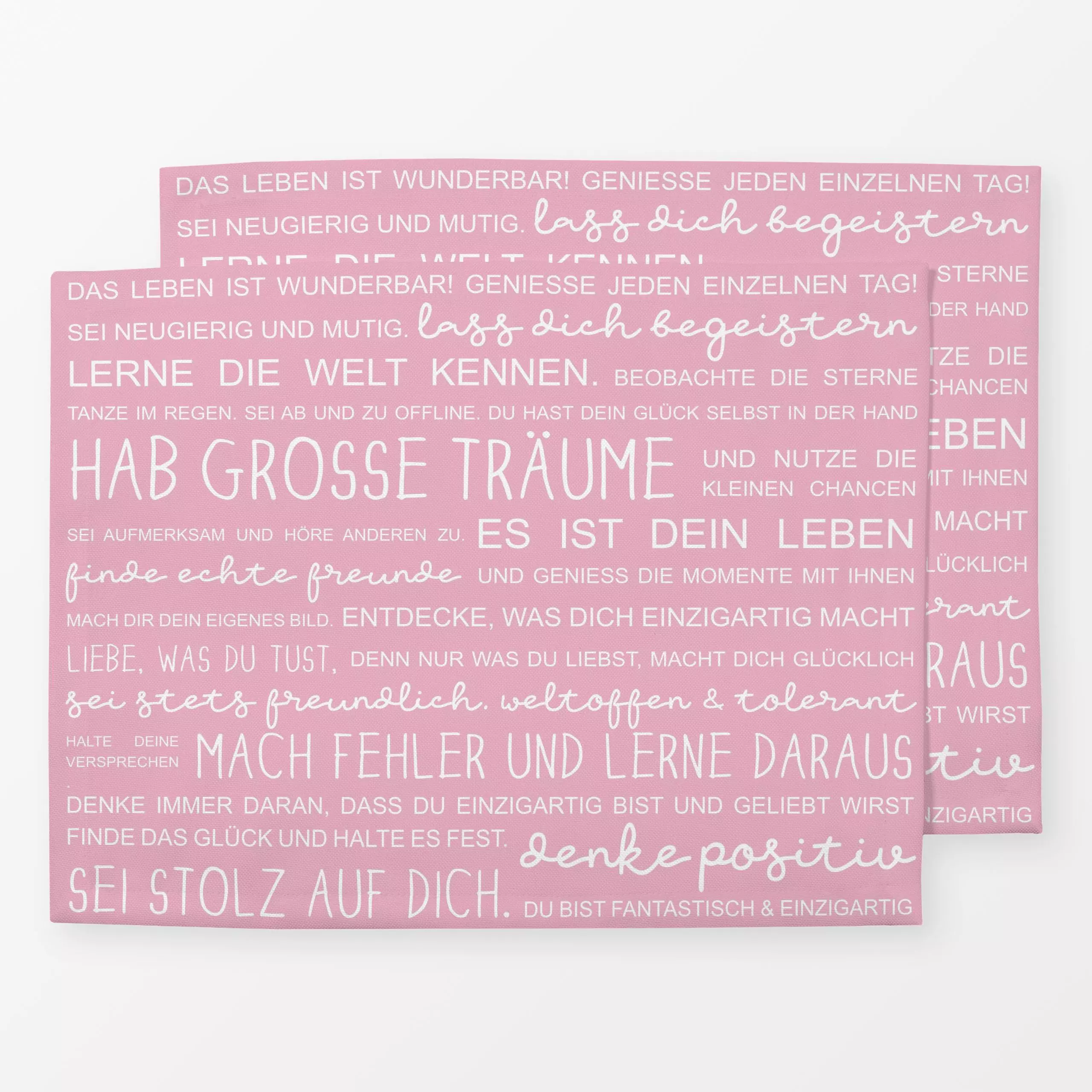 Tischset Das Leben ist wunderbar - rose - Liebe, Romantik & Pride, Sprüche & Schriftzüge, Anlässe - von „Heyduda"; Geburtsta...