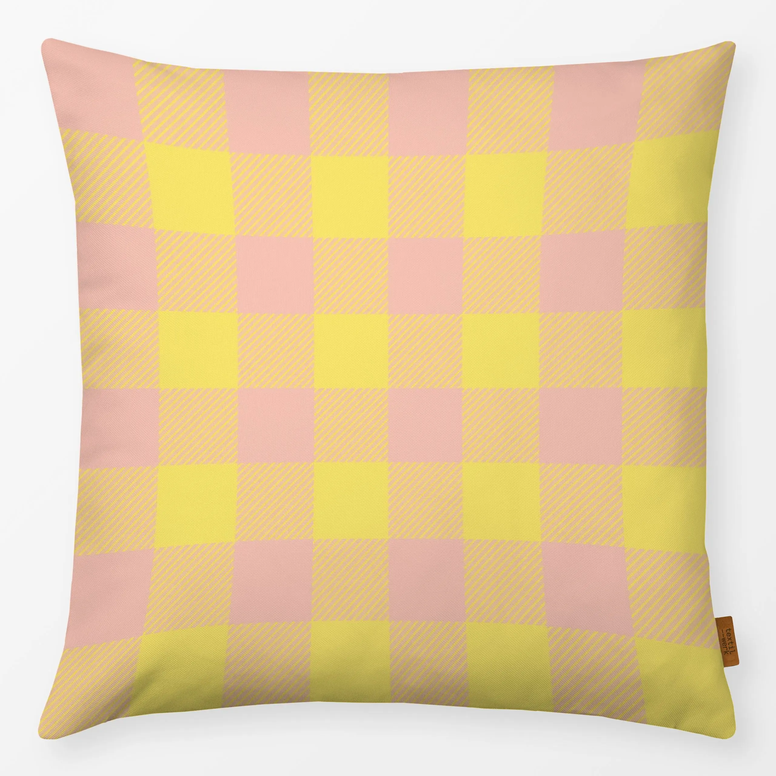Kissen Modern Gingham Gelb - Symbole & Muster - von „Studio ROSAGRAU"; Kissen, beige, Karo, gelb, Herbstdeko, gingham, yello...