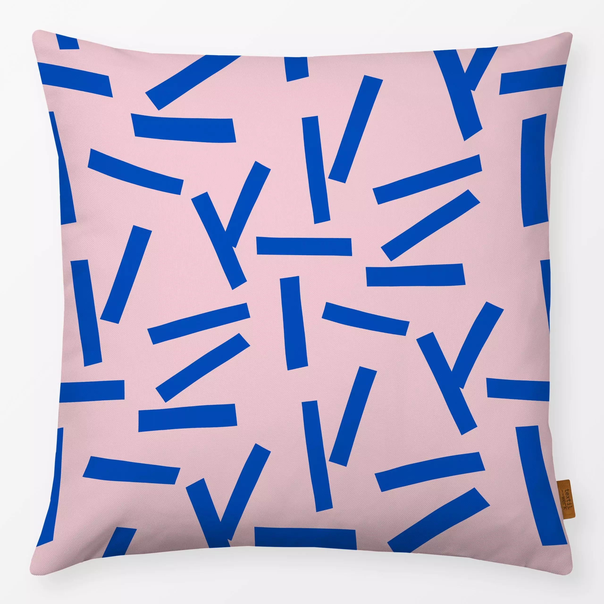 Kissen Blaue Streifen - Symbole & Muster - von „Lisa Jasmin Bauer"; abstrakt, modern, farbenfroh, cutouts, papercut, bold, p...