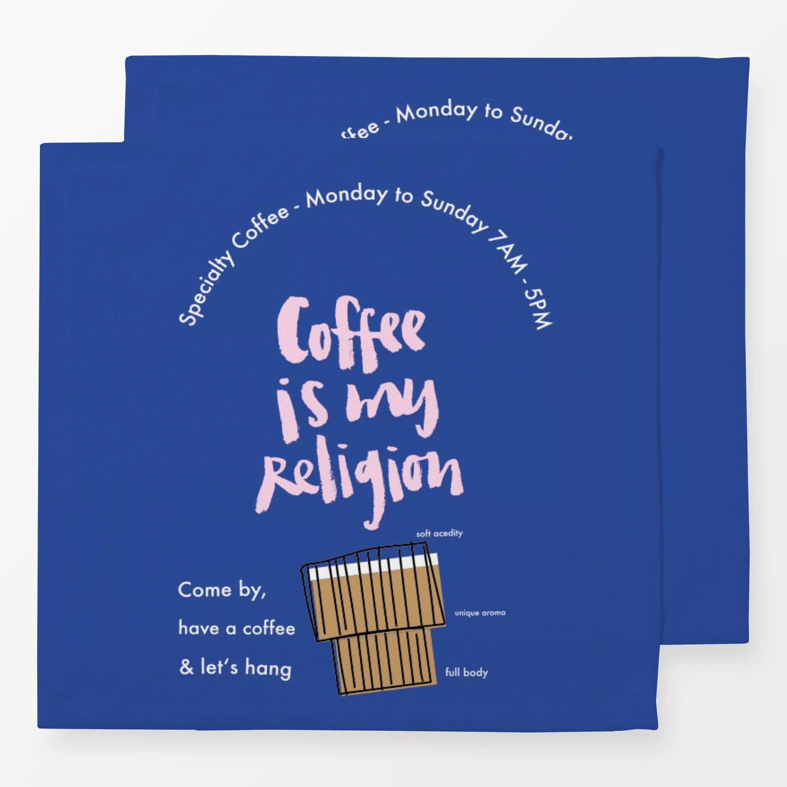 Servietten Coffee is my religion - Sprüche & Schriftzüge, Küche, Essen & Trinken - von „brushmeetspaper"; Kaffee, Coffee