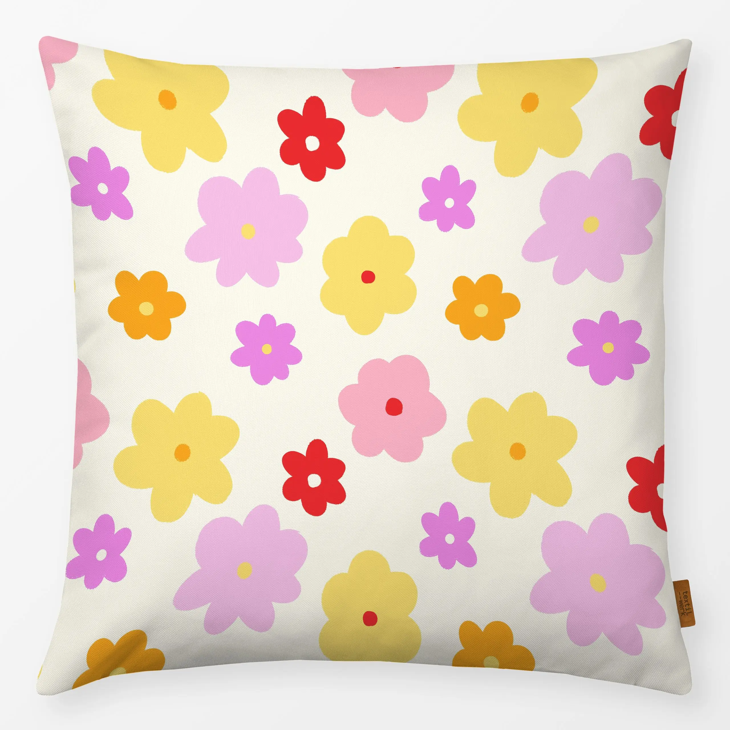 Kissen Blümchen bunt - Blumen & Florales, Frühling, Ostern - von „Janna Schipper"; Blumen, Retro, Kinderzimmer, Sommer, flor...