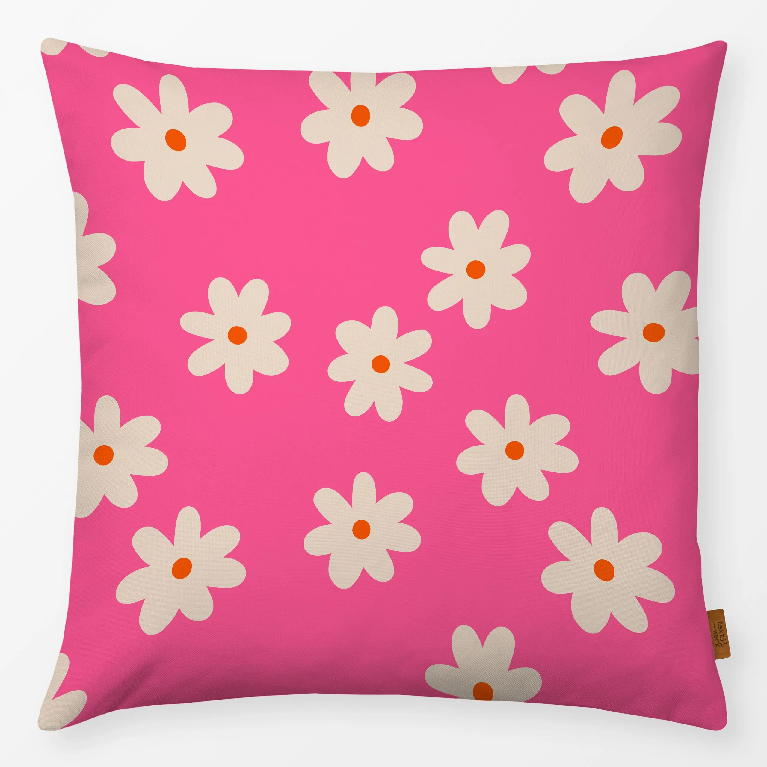 Kissen Happy Flowers in pink - Blumen & Florales, Sommer, Symbole & Muster - von „Julia Reyelt"; hippie, Muster, minimal, Bl...
