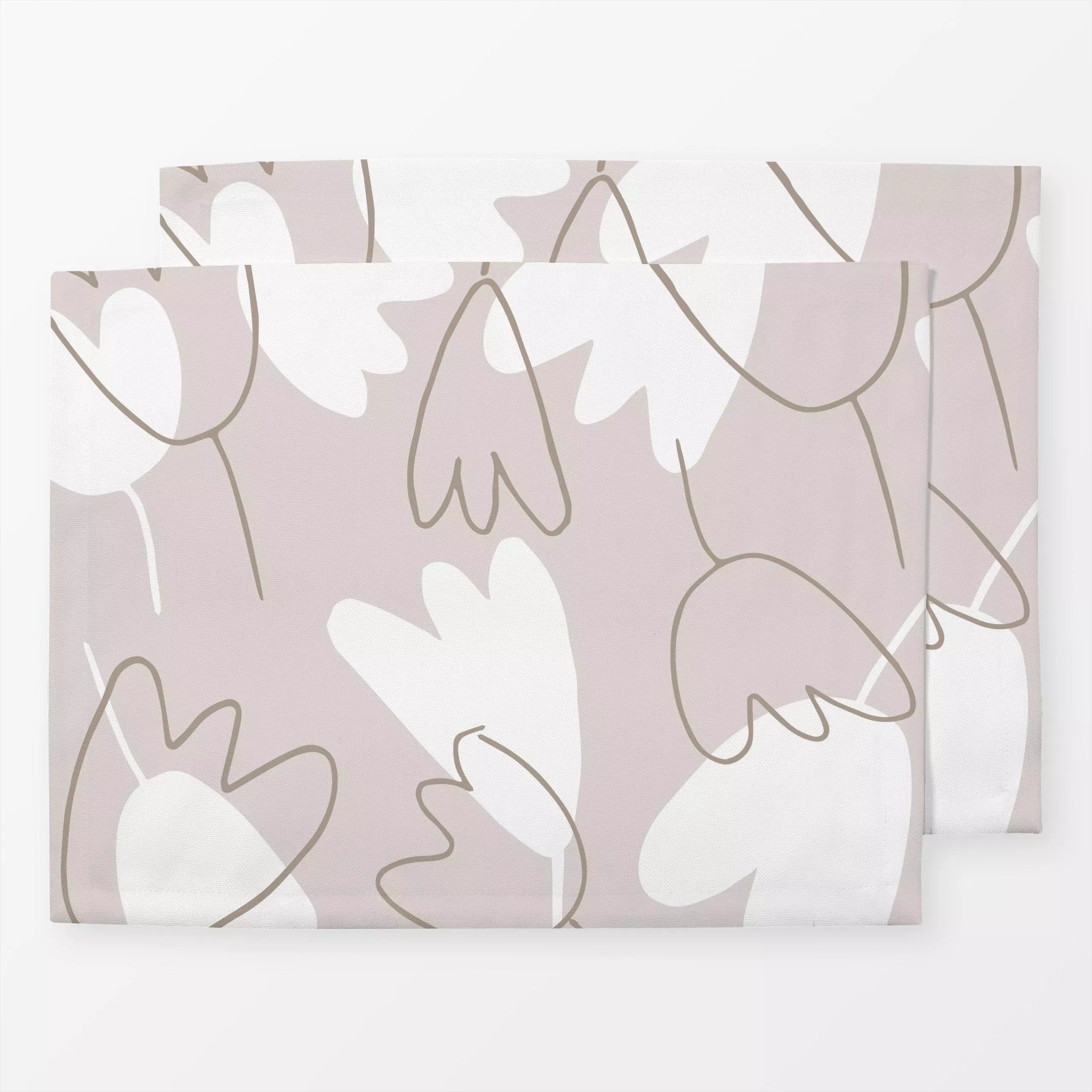 Tischset Tulpen beige - Blumen & Florales - von „Carolin Vonhoff"; Muster, Natur, Blumen, Tulpen, Blüten, beige, floral, bra...