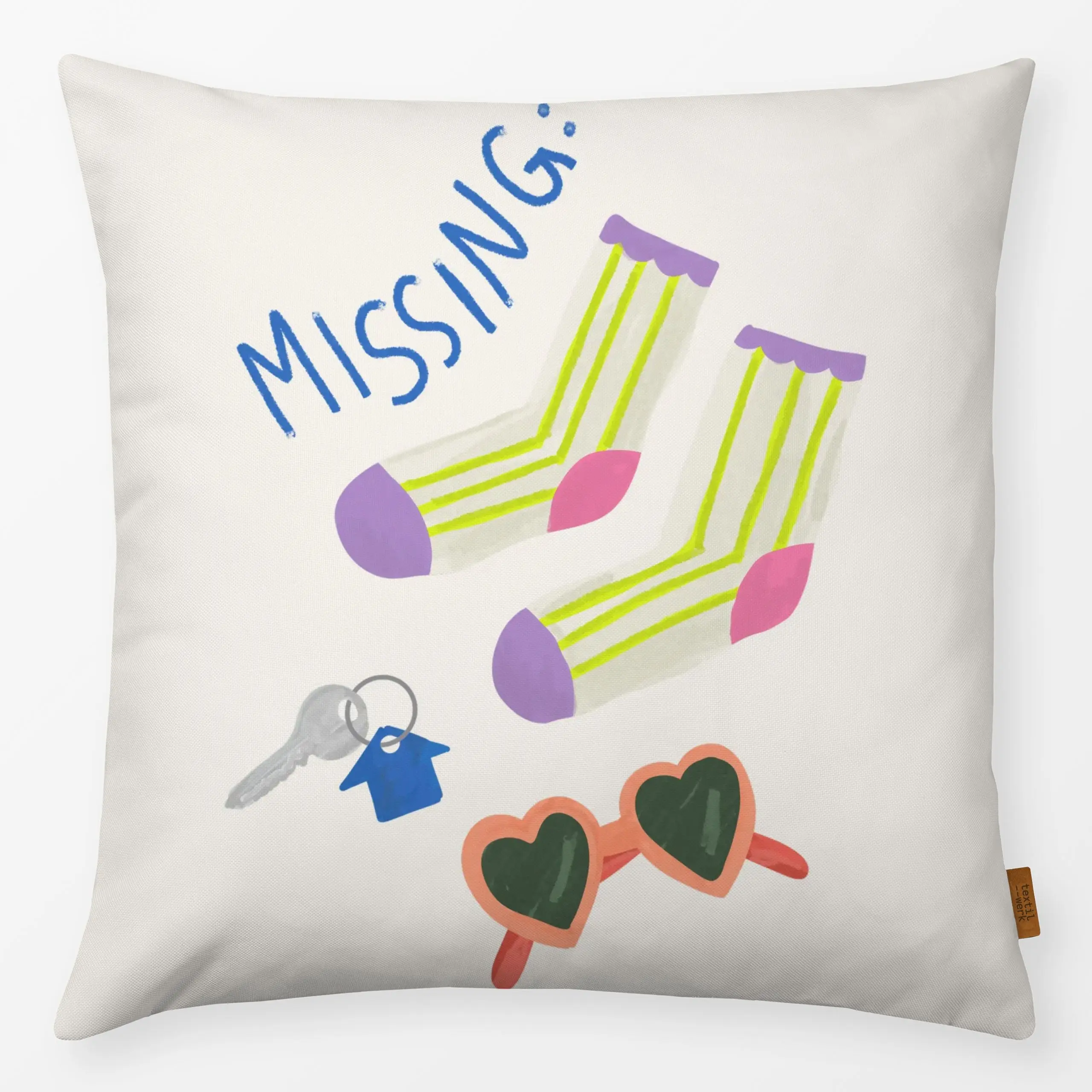 Kissen Missing things - Kinderzimmer & Motive für Kinder - von „lena marie design"; Kinder, Kinderzimmer, chaos