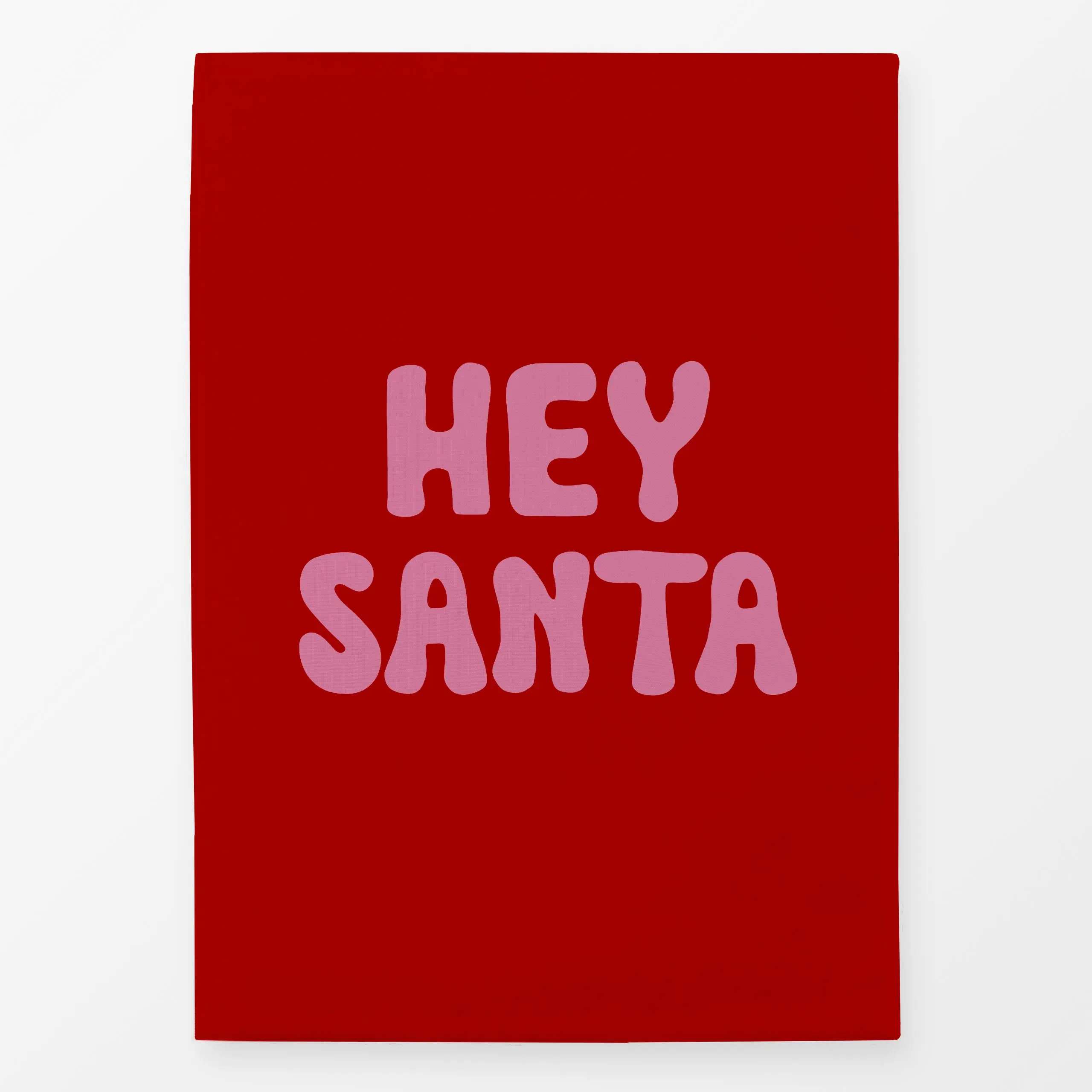 Geschirrtücher Hey Santa Pink Rot - Sprüche & Schriftzüge, Weihnachten, Winter - von „Alisa Knöß"; Weihnachtsmann, Weihnacht...