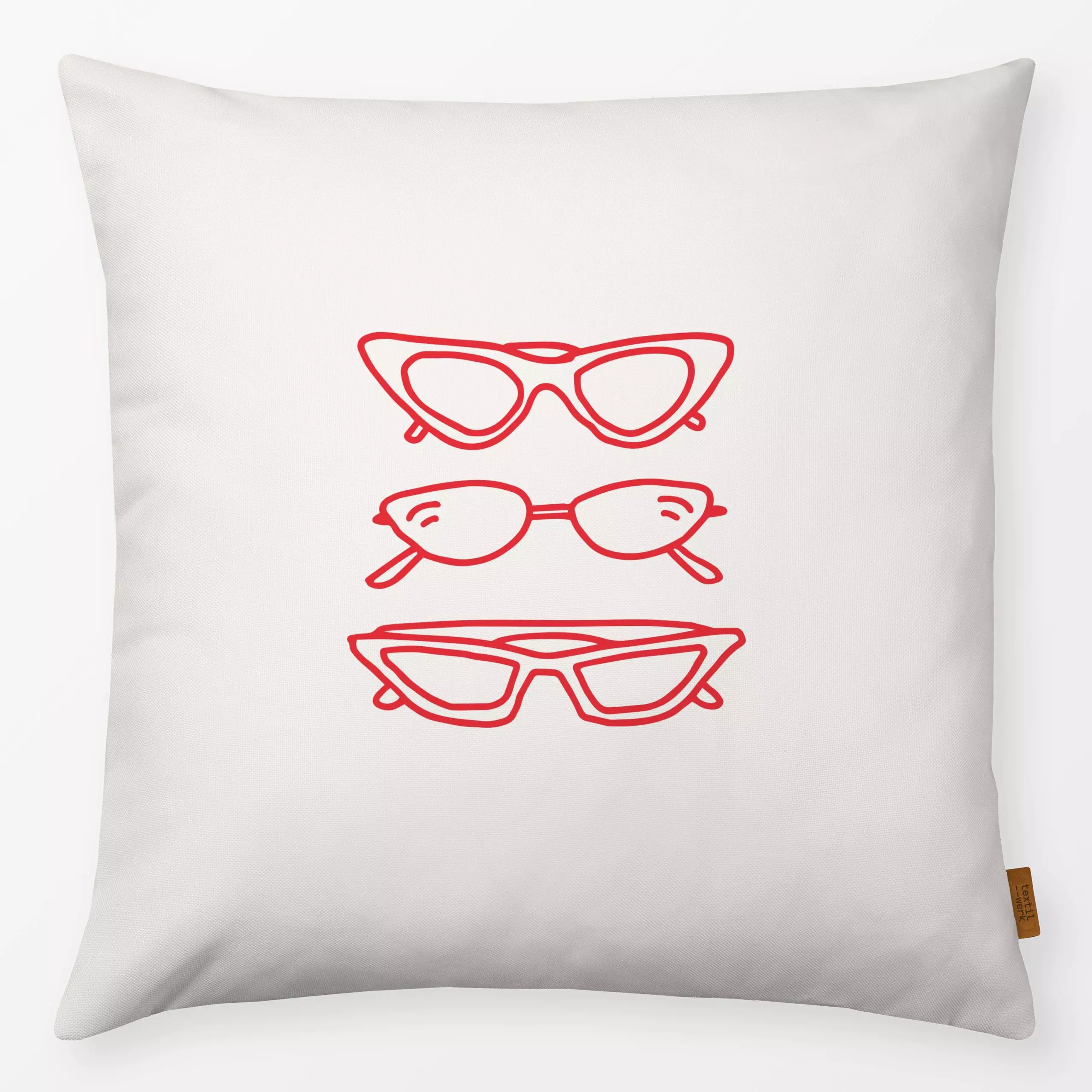 Kissen Sonnenbrillen Rot - Sommer - von „textilwerk"; Sommer, summer, minimalistisch, schlicht, handzeichnung, handgezeichne...