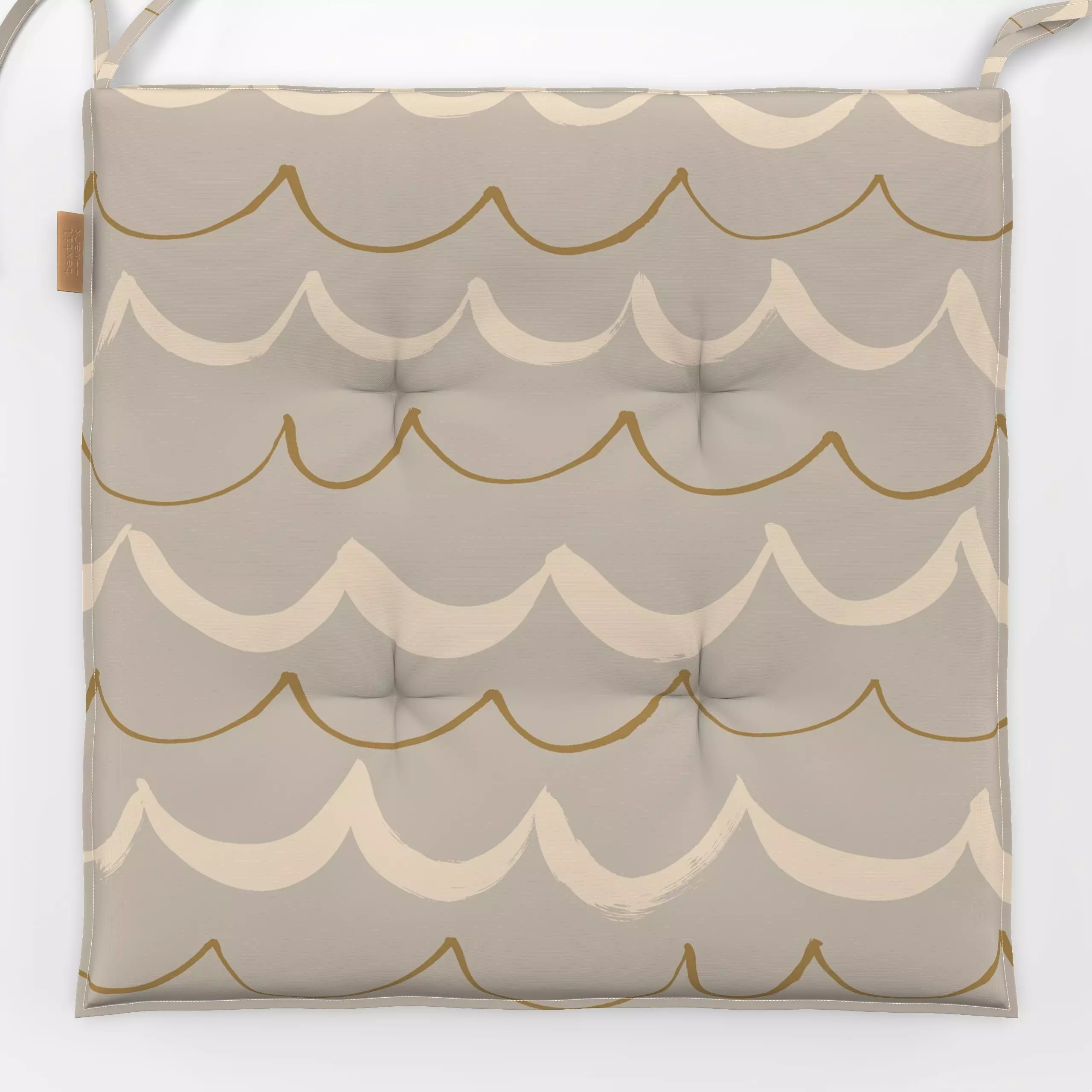 Sitzkissen Girlande - Symbole & Muster - von „Julia Schumacher"; creme, wellen, christbaumschmuck, schmuck, Girlande, ocker,...