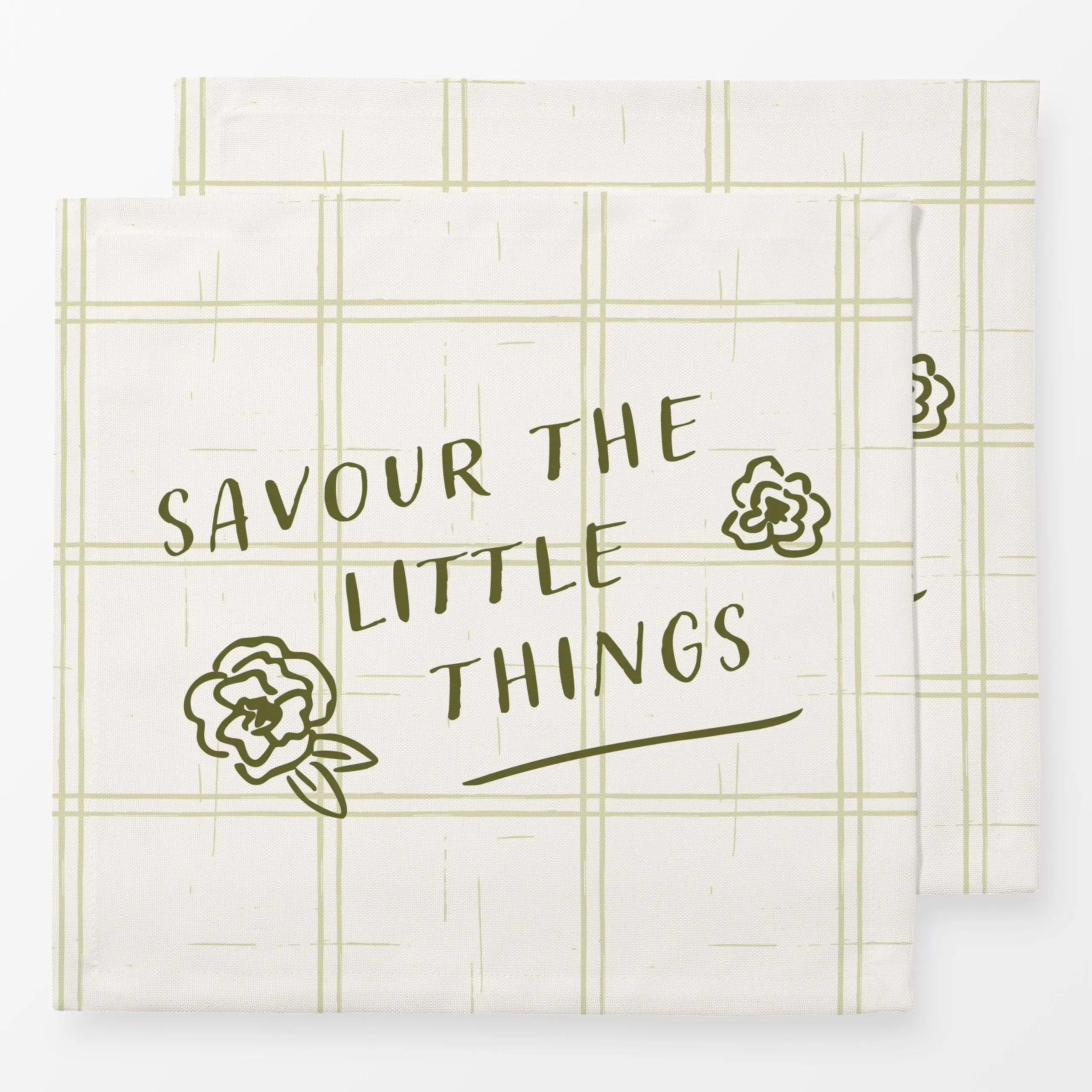 Servietten Savour the little things - Frühling, Sprüche & Schriftzüge, Symbole & Muster - von „Barlena"; floral, landhaus, S...