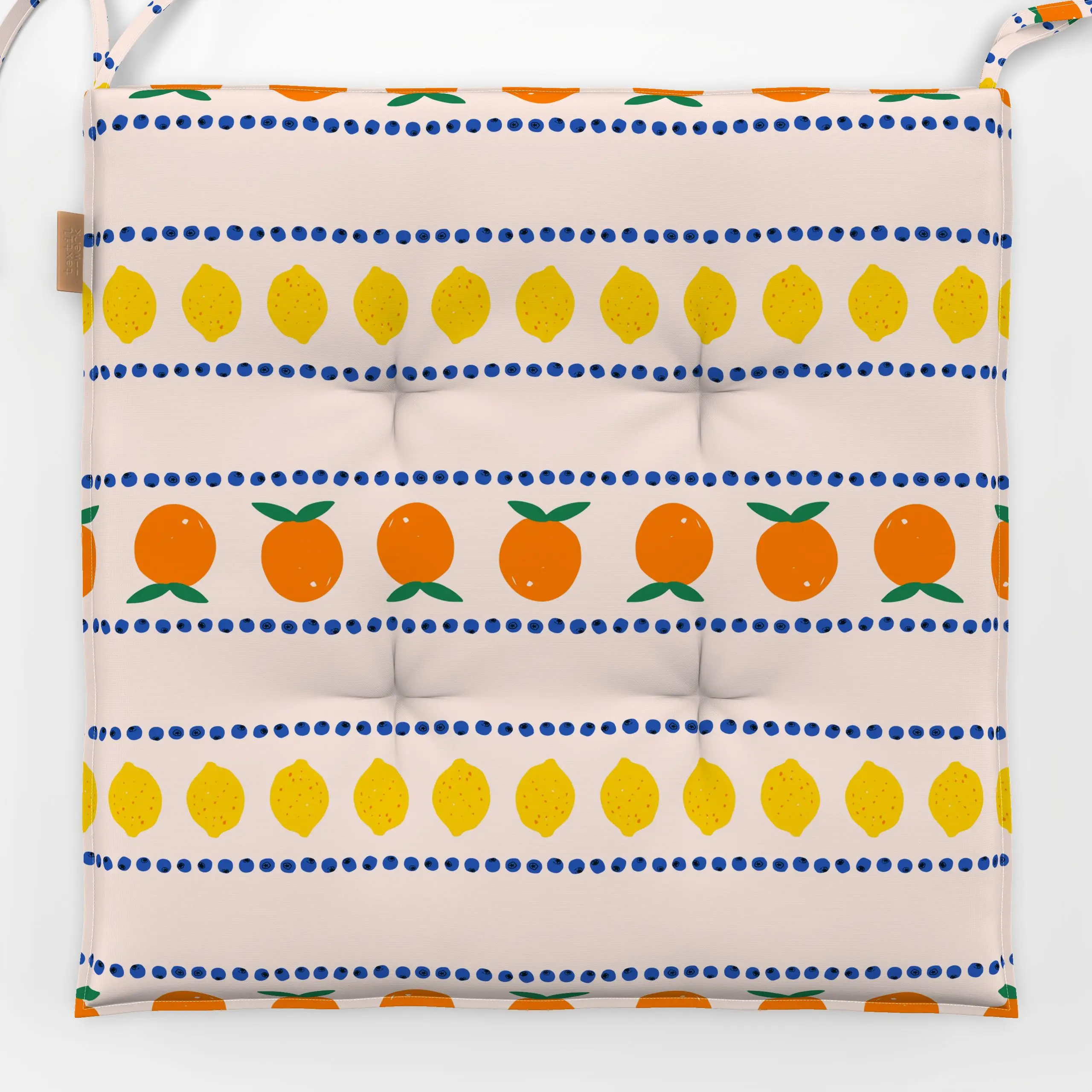 Sitzkissen Früchte Streifen Sommer - Sommer, Früchte - von „Kathrin Woo"; Obst, Orange, Früchte, lemon, Picknick, gestreift,...