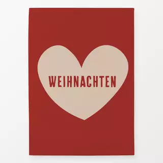 Geschirrtuch Weihnachten Herz Rot Beige