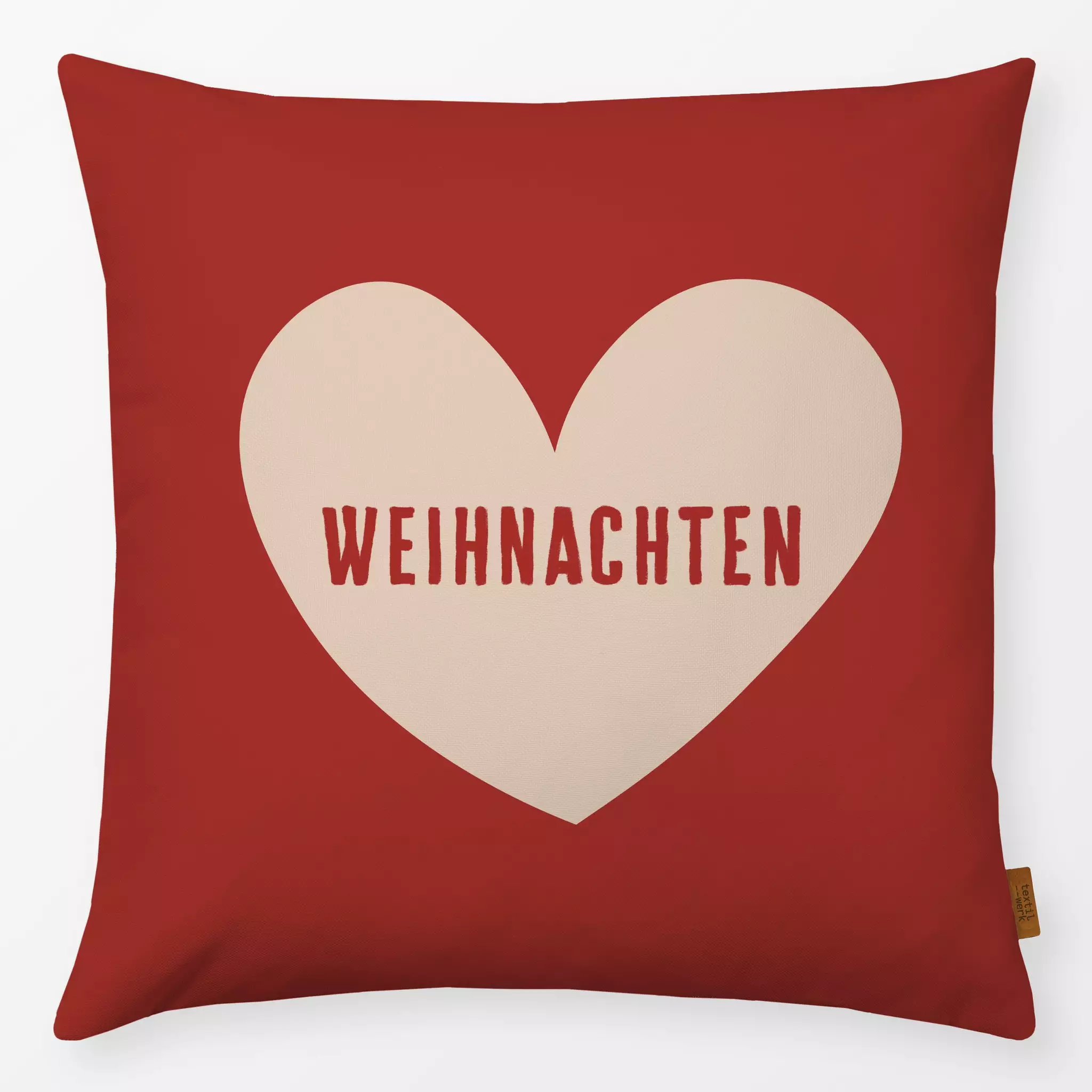 Kissen Kissen Weihnachten Herz Rot Beige