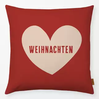 Kissen Weihnachten Herz Rot Beige