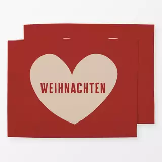 Tischset Weihnachten Herz Rot Beige