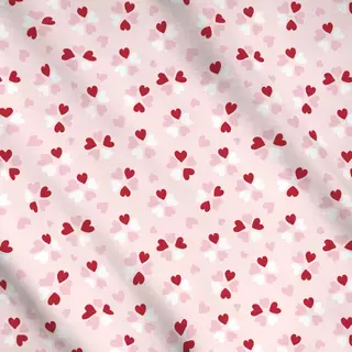 Meterware Herzchen Blumen rot rosa weiss